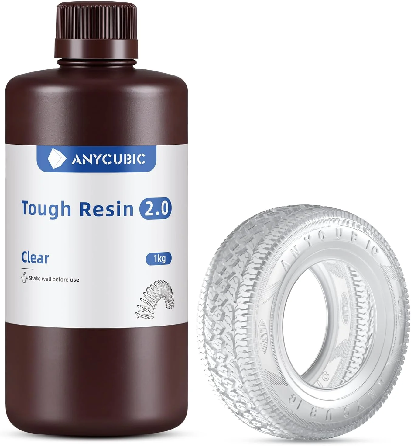 رزین سنگین ANYCUBIC، رزین پرینتر سه بعدی با استحکام بالا و دقت زیاد، رزین سریع پخت 365-405 نانومتری برای چاپ سه بعدی 4K 8K LCD/DLP/SLA (شفاف، 1 کیلوگرم)