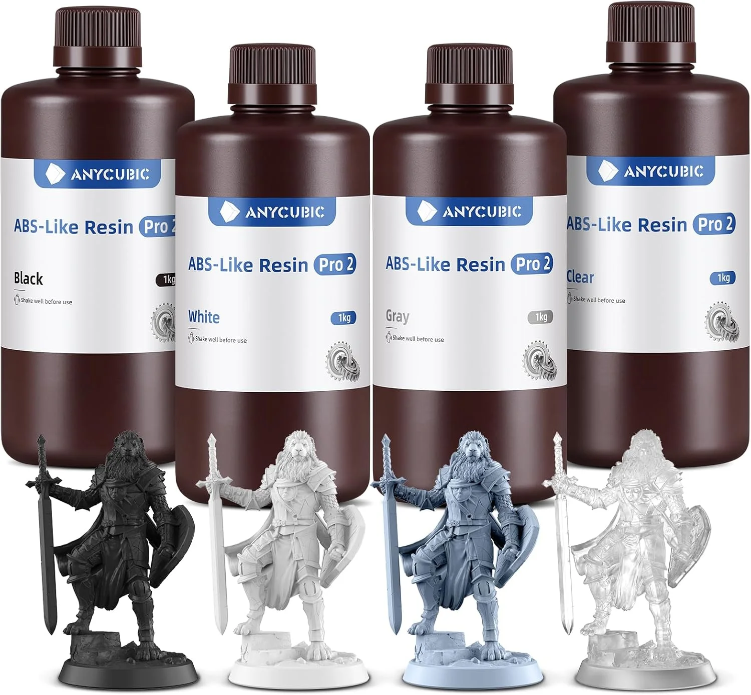 رزین پرینتر سه بعدی ANYCUBIC ABS-Like Pro 2 با استحکام و سختی بالاتر، دقت بالا و حداقل انقباض، برای پرینترهای سه بعدی LCD/DLP/SLA (خاکستری، سفید، مشکی و شفاف 4000 گرم)