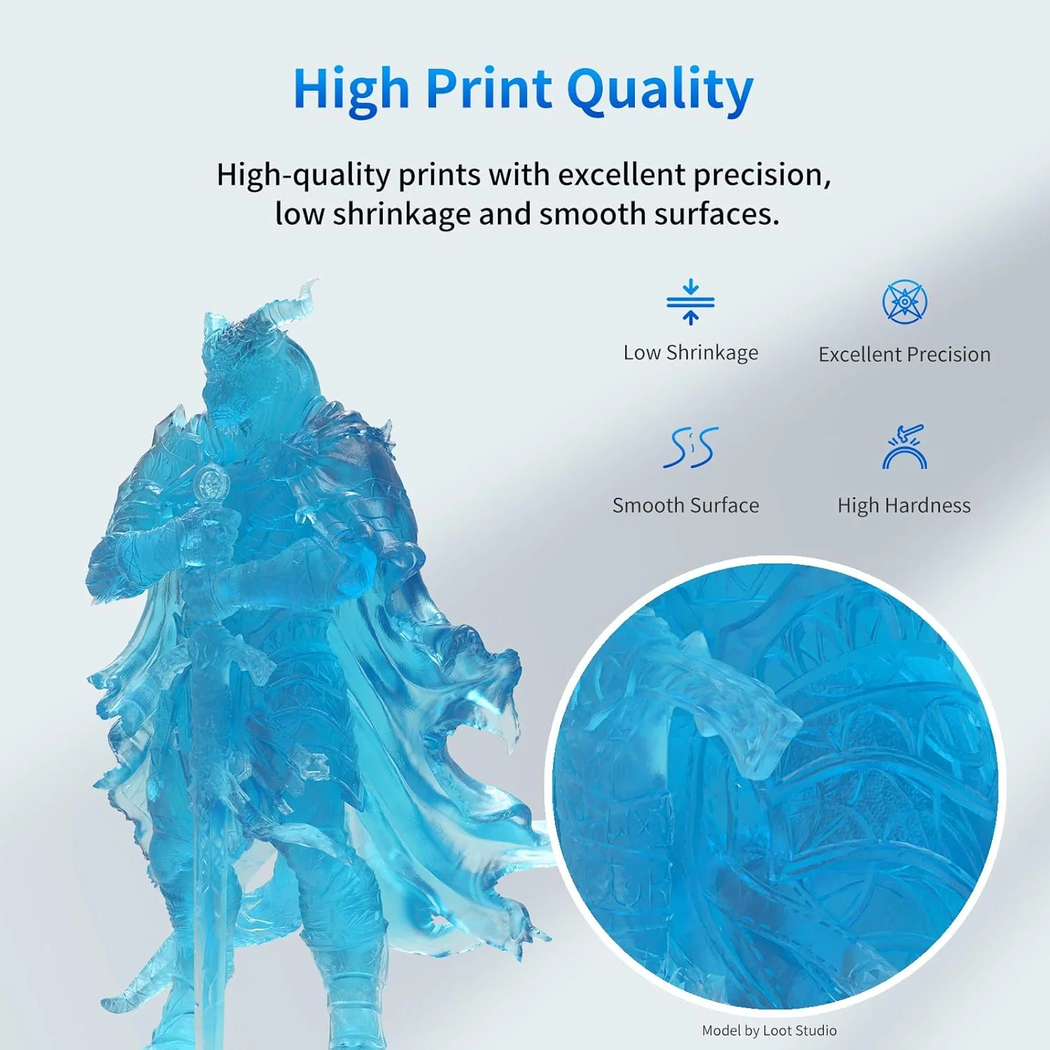 رزین پرینتر سه بعدی ANYCUBIC، رزین کیورینگ UV با طول موج 405 نانومتر، دقت بالا، کیورینگ سریع و سیالیت عالی برای پرینت سه بعدی LCD (آبی روشن، 1 کیلوگرم)