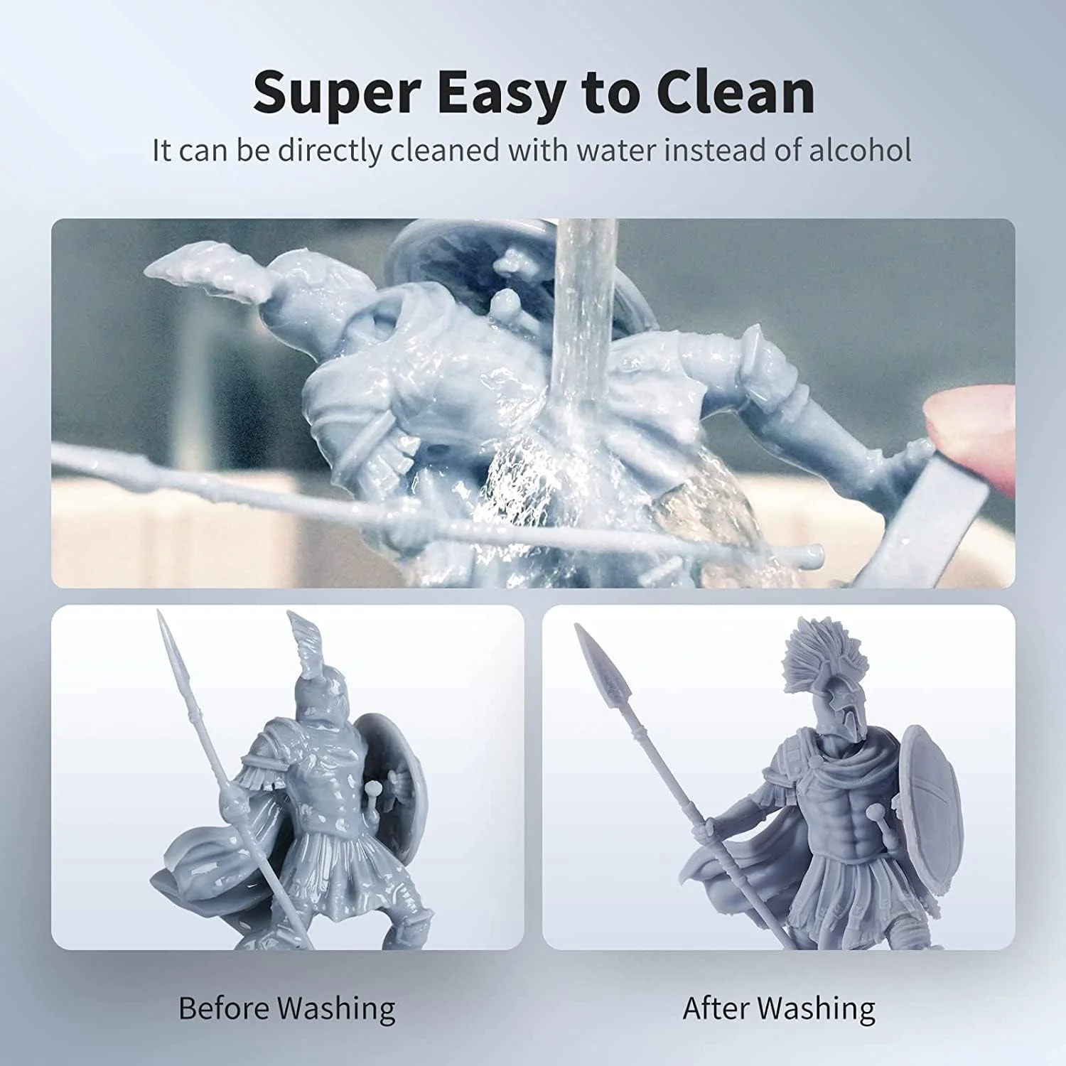 رزین پرینتر سه بعدی قابل شستشو با آب 3idea 3 Imagine Create Print، رزین سه بعدی پخت UV با دقت بالا 405 نانومتر، رزین فوتوپلیمری استاندارد با انقباض کم برای چاپ سه بعدی LCD DLP با قابلیت 8K (شفاف، 1000 گرم)