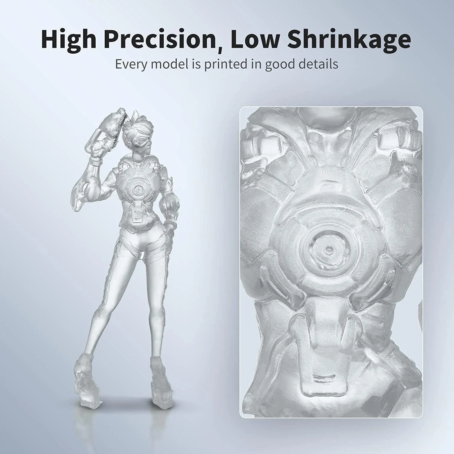 رزین پرینتر سه بعدی قابل شستشو با آب 3idea 3 Imagine Create Print، رزین سه بعدی پخت UV با دقت بالا 405 نانومتر، رزین فوتوپلیمری استاندارد با انقباض کم برای چاپ سه بعدی LCD DLP با قابلیت 8K (شفاف، 1000 گرم)