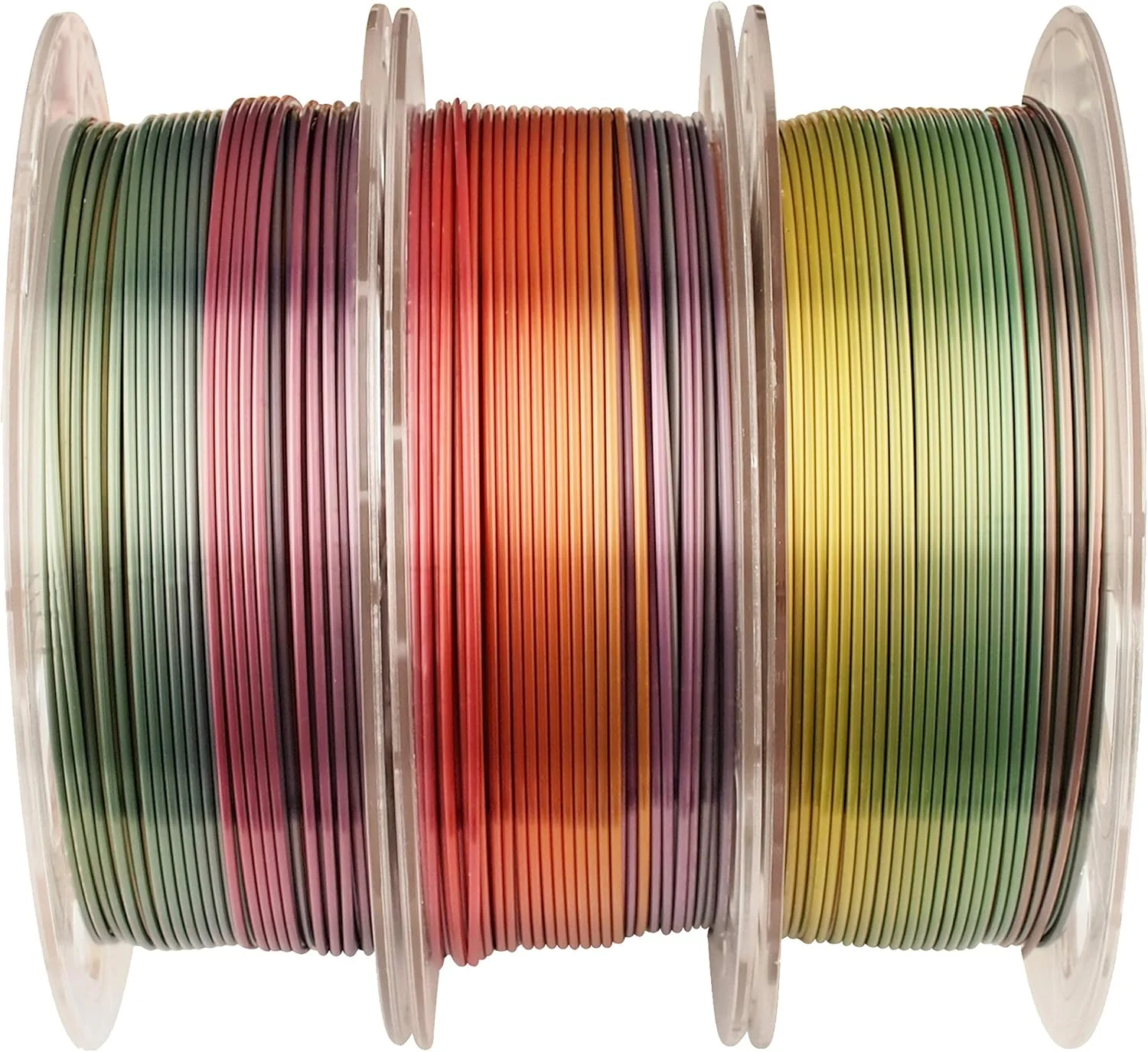 فیلامنت PLA رنگین کمانی ابریشمی براق چند رنگ MIKA3D، متریال چاپ سه بعدی گرادیانی متالیک 1.75 میلی متری، 0.5 کیلوگرم در هر قرقره، مجموع 3 قرقره 1.5 کیلوگرم، بسته نرم افزاری فیلامنت با ابزار چسبی اضافی برای چاپ سه بعدی