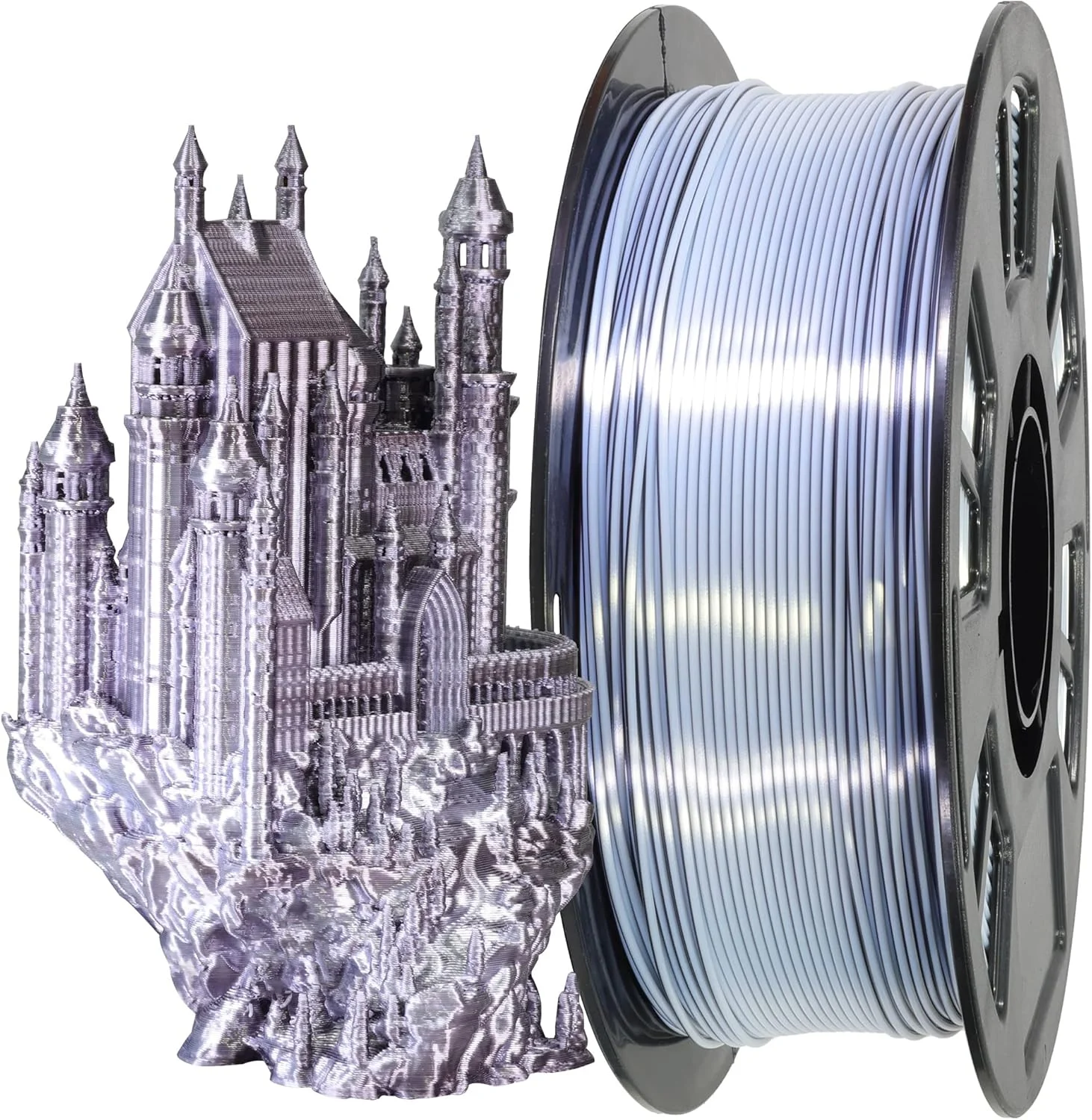 فیلامنت چاپ سه بعدی دو رنگ ابریشمی براق سفید مشکی PLA مدل MIKA3D، فیلامنت سه بعدی 1.75 میلی متری، 1 کیلوگرم مواد چاپ سه بعدی دو رنگ، مناسب برای چاپگر سه بعدی