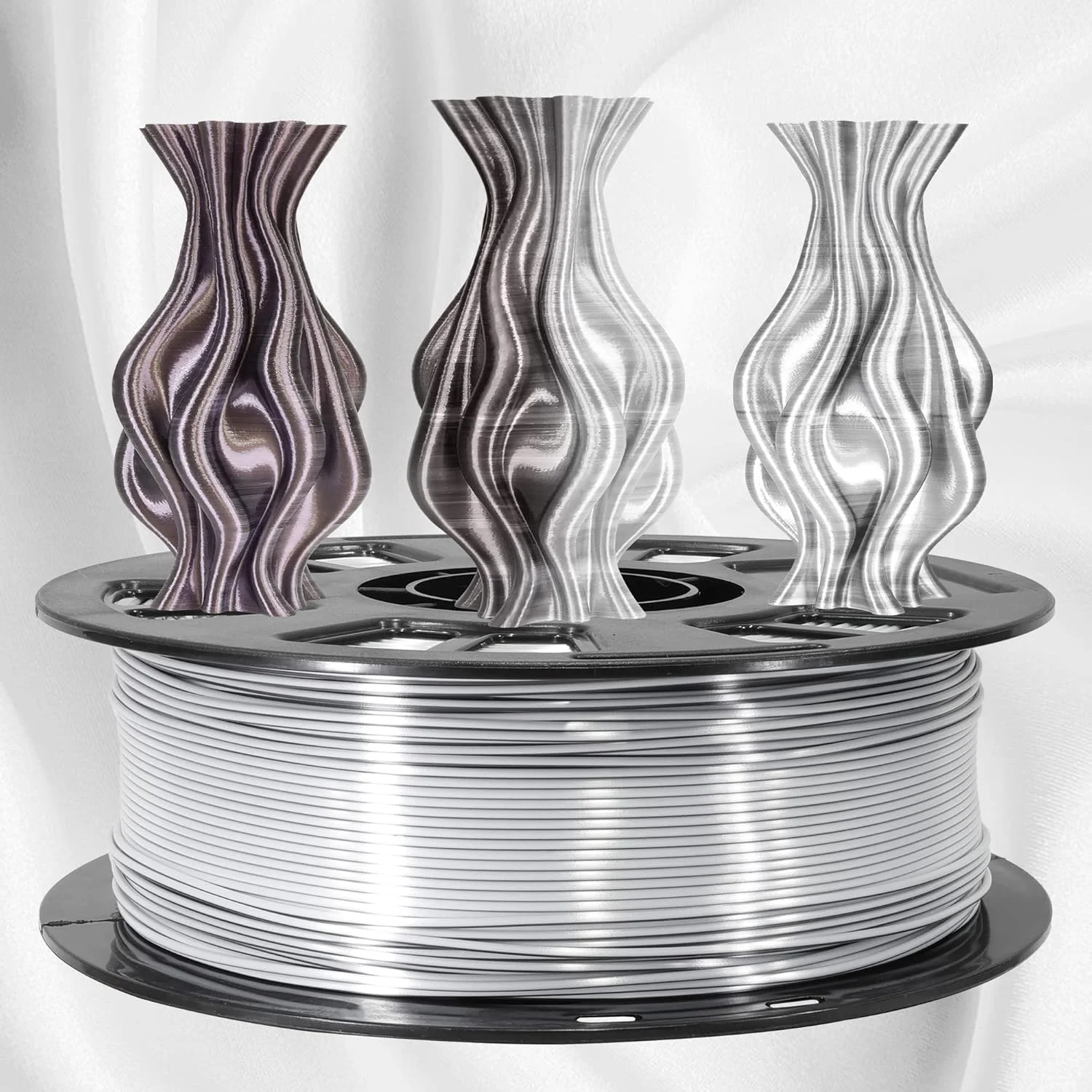 فیلامنت چاپ سه بعدی دو رنگ ابریشمی براق سفید مشکی PLA مدل MIKA3D، فیلامنت سه بعدی 1.75 میلی متری، 1 کیلوگرم مواد چاپ سه بعدی دو رنگ، مناسب برای چاپگر سه بعدی