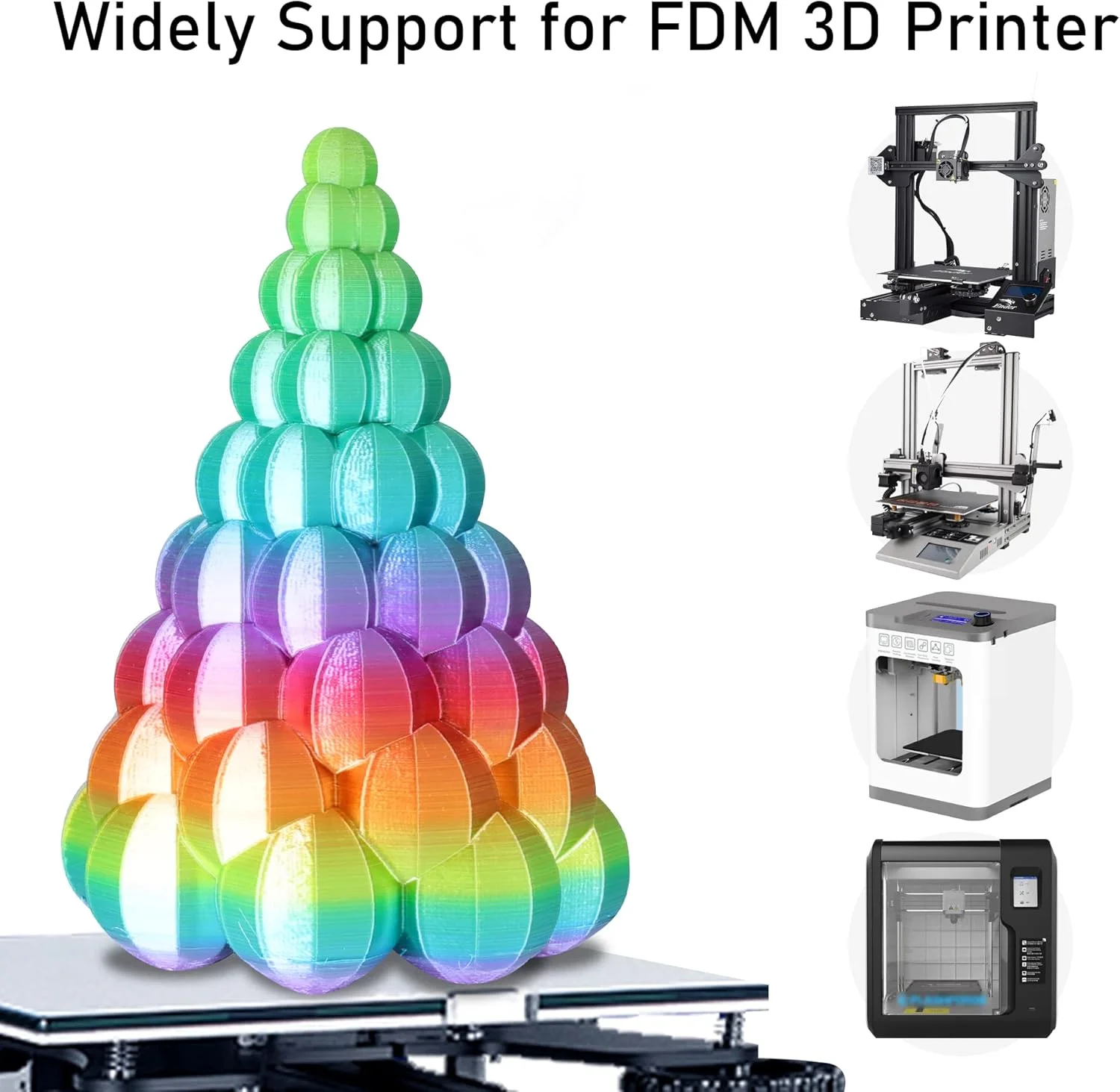 فیلامنت چاپ سه بعدی PLA ابریشمی براق چند رنگی پایه ای و محبوب MIKA3D، تغییر رنگ سریع رنگین کمانی، 1.75 میلی متر، 1 کیلوگرم، 1 کیلوگرم ماده چاپ سه بعدی