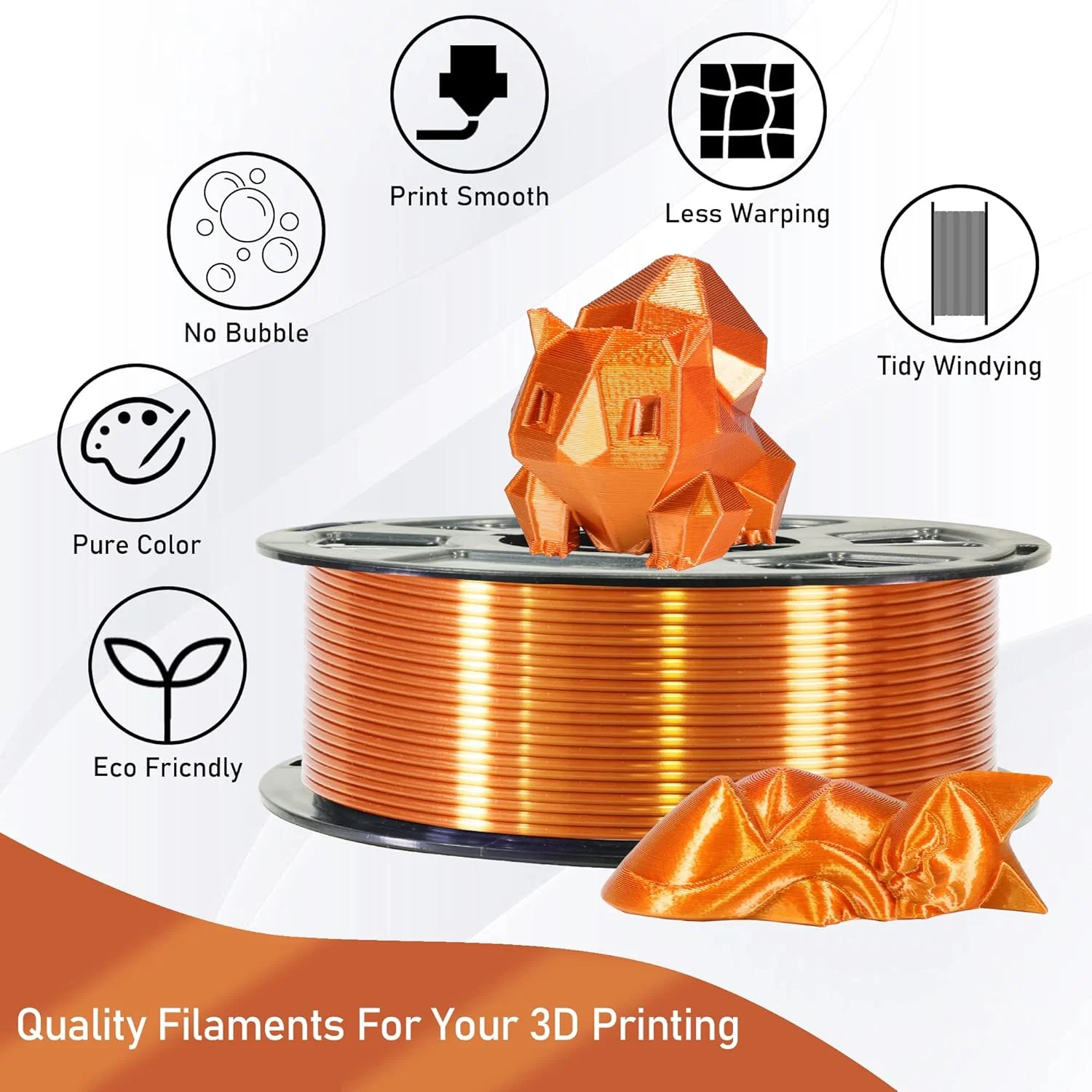 فیلامنت پرینتر سه بعدی PLA مسی قرمز متالیک براق ابریشمی 1.75 میلی متری، پشتیبانی گسترده برای اکثر پرینترهای سه بعدی، 1 کیلوگرم (2.2 پوند) متریال پرینت سه بعدی PLA ابریشمی 1.75 میلی متری