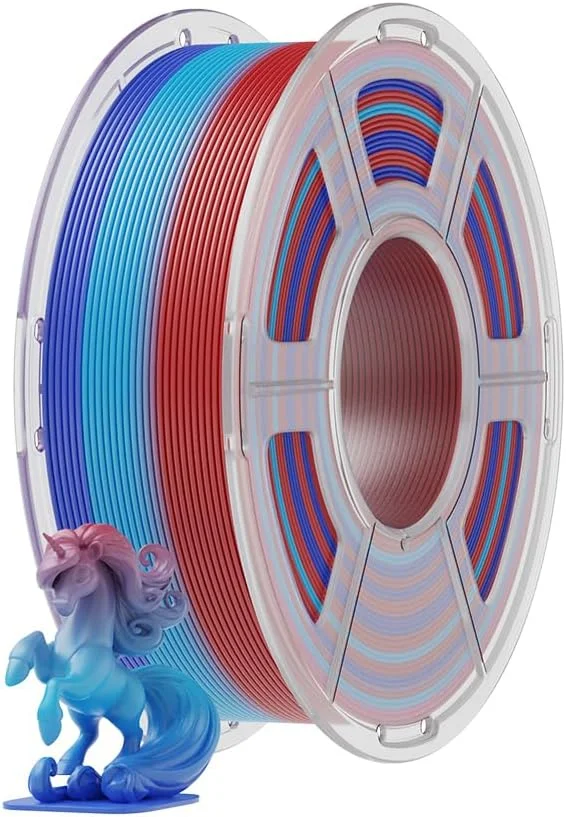 فیلامنت پرینتر سه بعدی PLA 1.75 میلی متر، فیلامنت رنگین کمانی PLA، اسپول 1 کیلوگرمی، دقت ابعادی ± 0.02 میلی متر، سطح صاف و استحکام بالا، ایده آل برای پروژه های چاپ سه بعدی خلاقانه