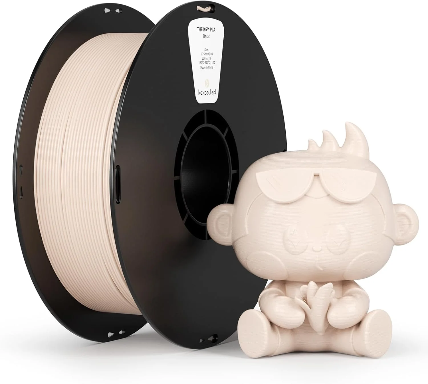 فیلامنت رنگ پوست PLA کِکسلد، ۱.۷۵ میلی‌متر، افزایش چقرمگی، دقت بالا، رنگ‌های زنده، قرقره ۱ کیلوگرمی، مواد چاپ سه بعدی برای ساخت مدل پرینتر FDM