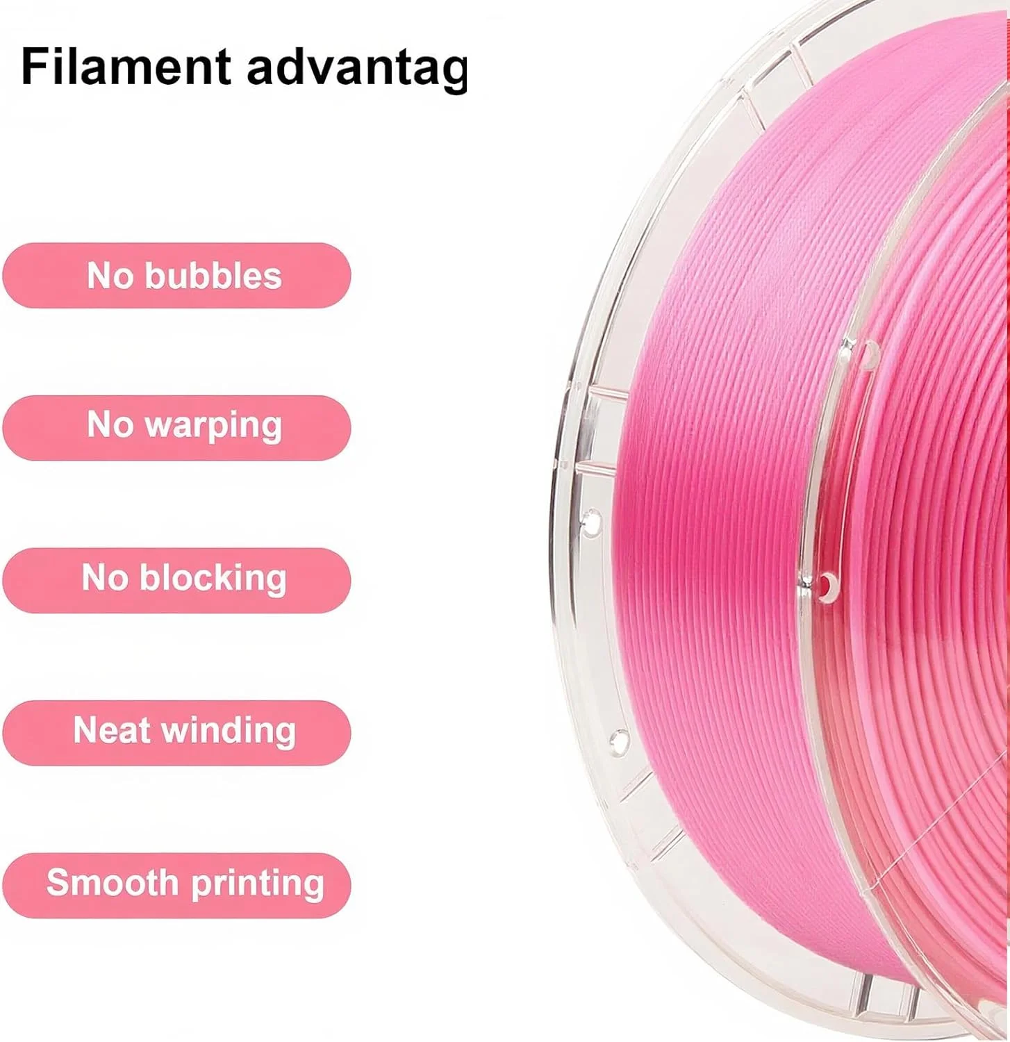 فیلامنت پرینتر سه بعدی PLA ابریشمی، فیلامنت صورتی ابریشمی 1.75 میلی متر، دقت ابعادی +/- 0.03 میلی متر، 1 کیلوگرم/اسپول