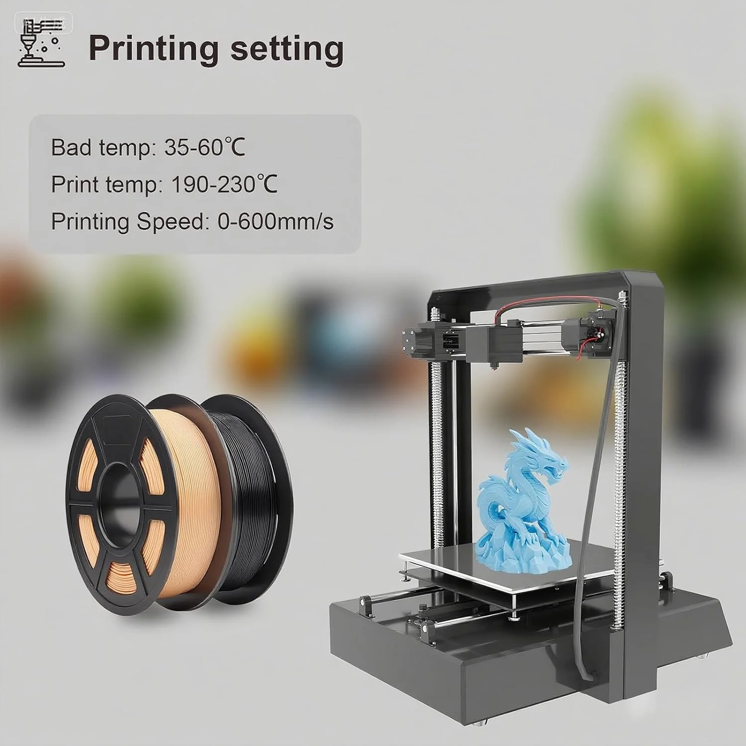 فیلامنت پرینتر سه بعدی PLA مشکی 1 کیلوگرمی، PLA مشکی با سرعت چاپ سریع، پیچش منظم با دقت ابعادی +/-0.03mm، 1 کیلوگرم/اسپول