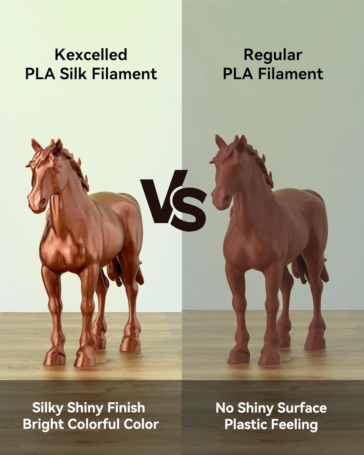 فیلامنت PLA ابریشمی Kexcelled، قطر 1.75 میلی‌متر +/- 0.03 میلی‌متر، فیلامنت چاپ سه بعدی، سطح براق و درخشان، رول 1 کیلوگرمی (2.2 پوند)، مناسب برای اکثر پرینترهای FDM، بسته‌بندی وکیوم، مسی صورتی