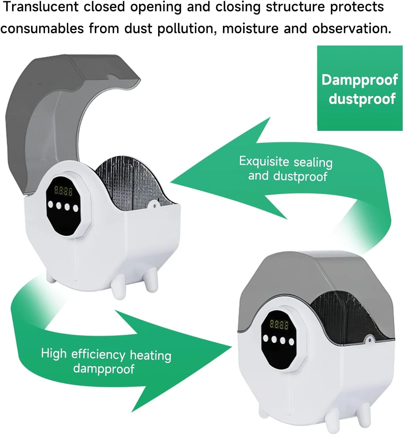 جعبه خشک کن فیلامنت پرینتر سه بعدی KASTWAVE، محفظه نگهداری فیلامنت سه بعدی، حفظ خشکی فیلامنت ها در طول پرینت سه بعدی، سازگار با مواد PLA PETG ABS با قطر 1.75 میلی متر