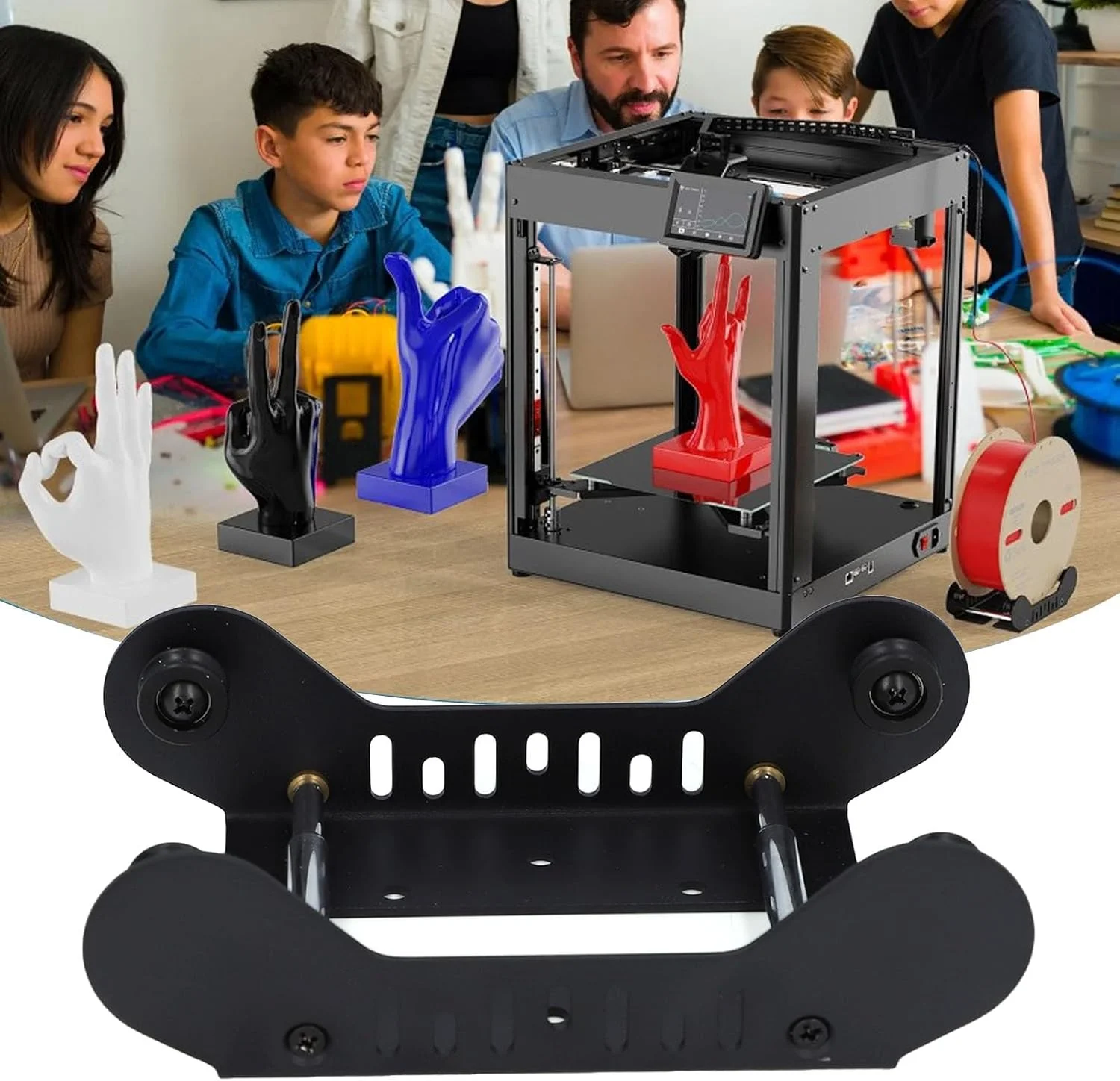 نگهدارنده قابل تنظیم فیلامنت سه بعدی، چرخش بلبرینگ، مناسب برای قرقره فیلامنت پرینتر سه بعدی 1، 2، 3 و 5 کیلوگرمی، قرقره های نایلونی با سوراخ های نصب پرینتر، نصب رومیزی و روی بدنه، برای PLA ABS PETG TPU