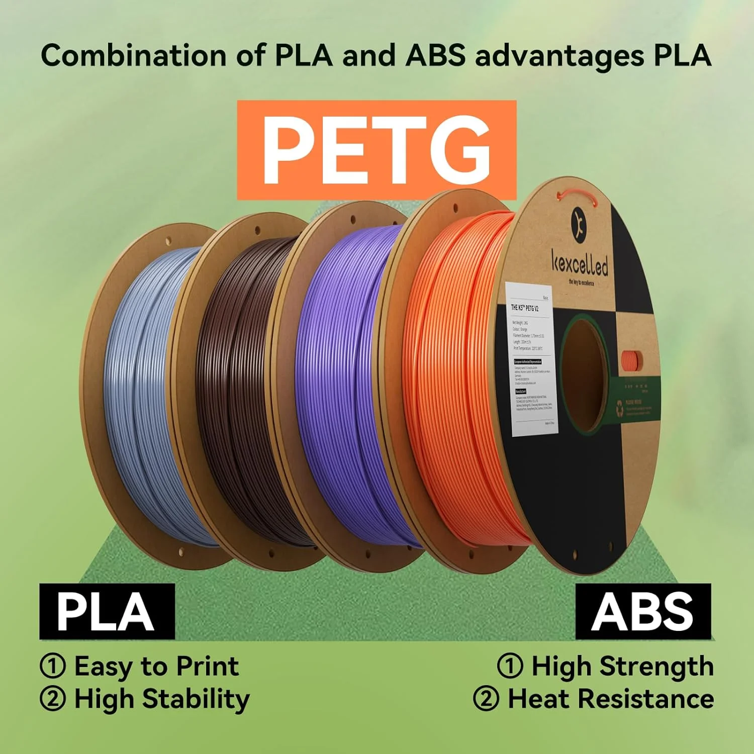 فیلامنت PETG اکسلِد 1.75 میلیمتری، فیلامنت چاپ سه بعدی با دقت +/- 0.02 میلیمتر، اسپول 1 کیلوگرمی (2.2 پوند)، مقاوم در برابر مواد شیمیایی، مناسب برای اکثر پرینترهای FDM، مشکی شفاف فیلامنت PETG اکسلِد 1.75 میلیمتری، فیلامنت چاپ سه بعدی با دقت +/- 0.02 میلیمتر، اسپول 1 کیلوگرمی (2.2 پوند)، مقاوم در برابر مواد شیمیایی، مناسب برای اکثر پرینترهای FDM، مشکی شفاف