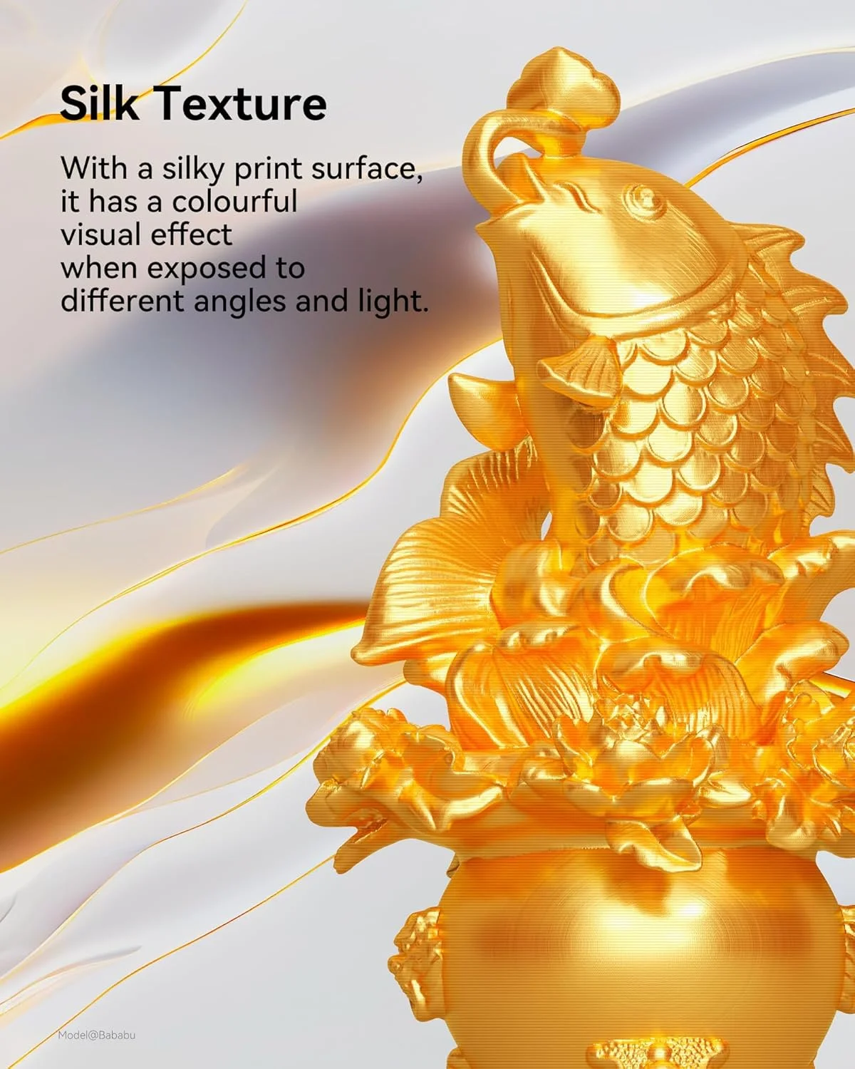 فیلامنت ابریشمی PLA کِکسلد، 1.75 میلی‌متر، فیلامنت پرینتر سه بعدی براق، دقت ابعادی +/- 0.03 میلی‌متر، اسپول 1 کیلوگرمی (2.2 پوند)، سطح ابریشمی، بسته‌بندی خلاء، سیم‌پیچی مرتب، برنز