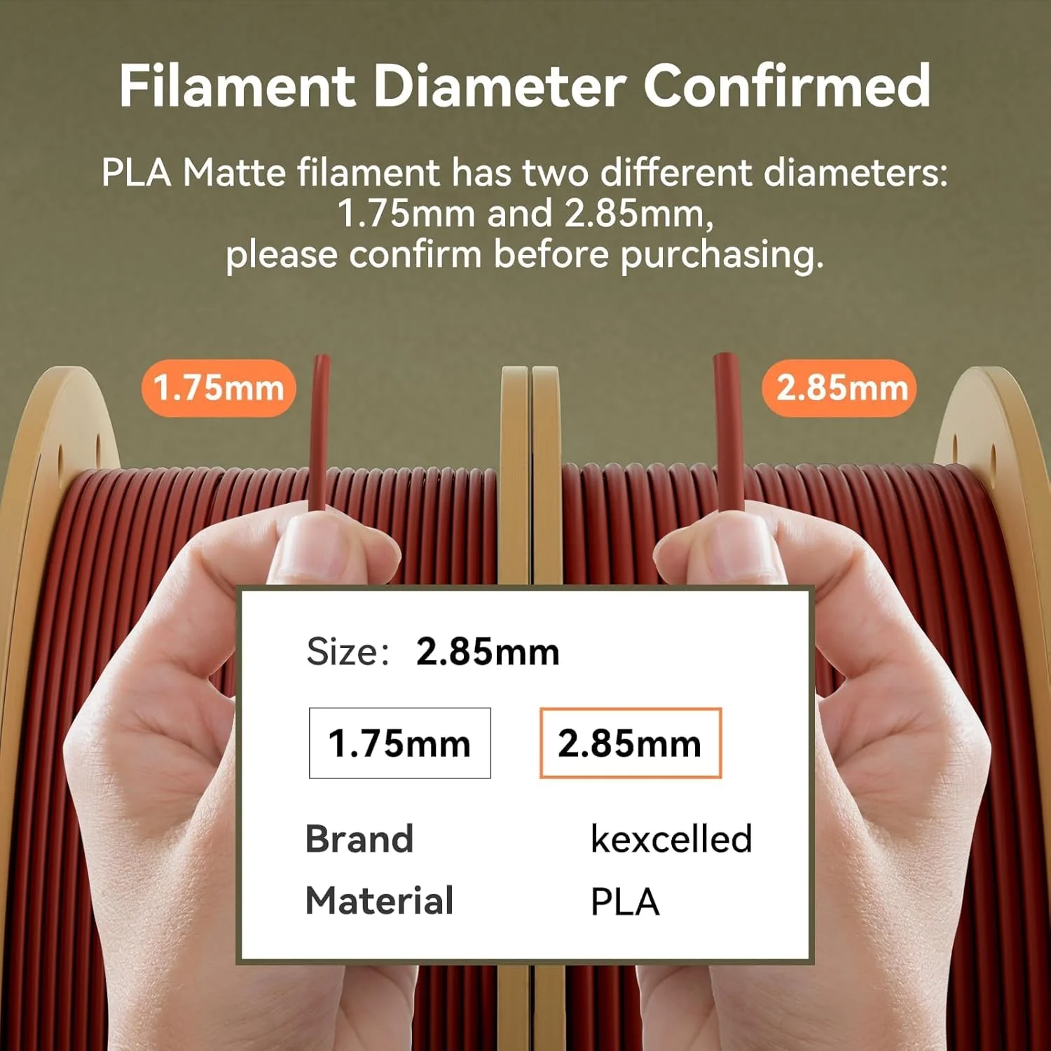 فیلامنت PLA مشکی مات Kexcelled با قطر 2.85 میلی‌متر، تلرانس +/-0.03 میلی‌متر، بافت مات، مواد زیبا برای پرینت سه بعدی FDM، رول 1 کیلوگرمی