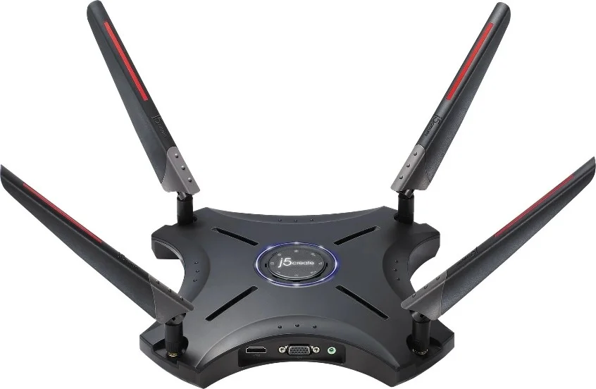 روتر نمایشگر ارائه بی‌سیم 40 کاربره J5create JWR2105، برای اتاق‌های جلسات بزرگ، دو بانده، مشکی | JWR2105