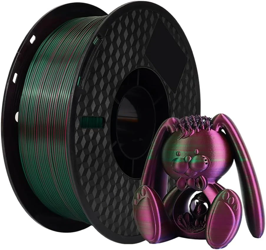 فیلامنت پرینتر سه بعدی PLA جولریتیک 1 کیلوگرم 1.75 میلی متر سه رنگ ابریشمی PLA، مواد پرینت سه بعدی تجزیه پذیر سازگار با محیط زیست، دقت ابعادی قرقره +/- 0.03 میلی متر استاندارد 1 رول - قرمز و سبز
