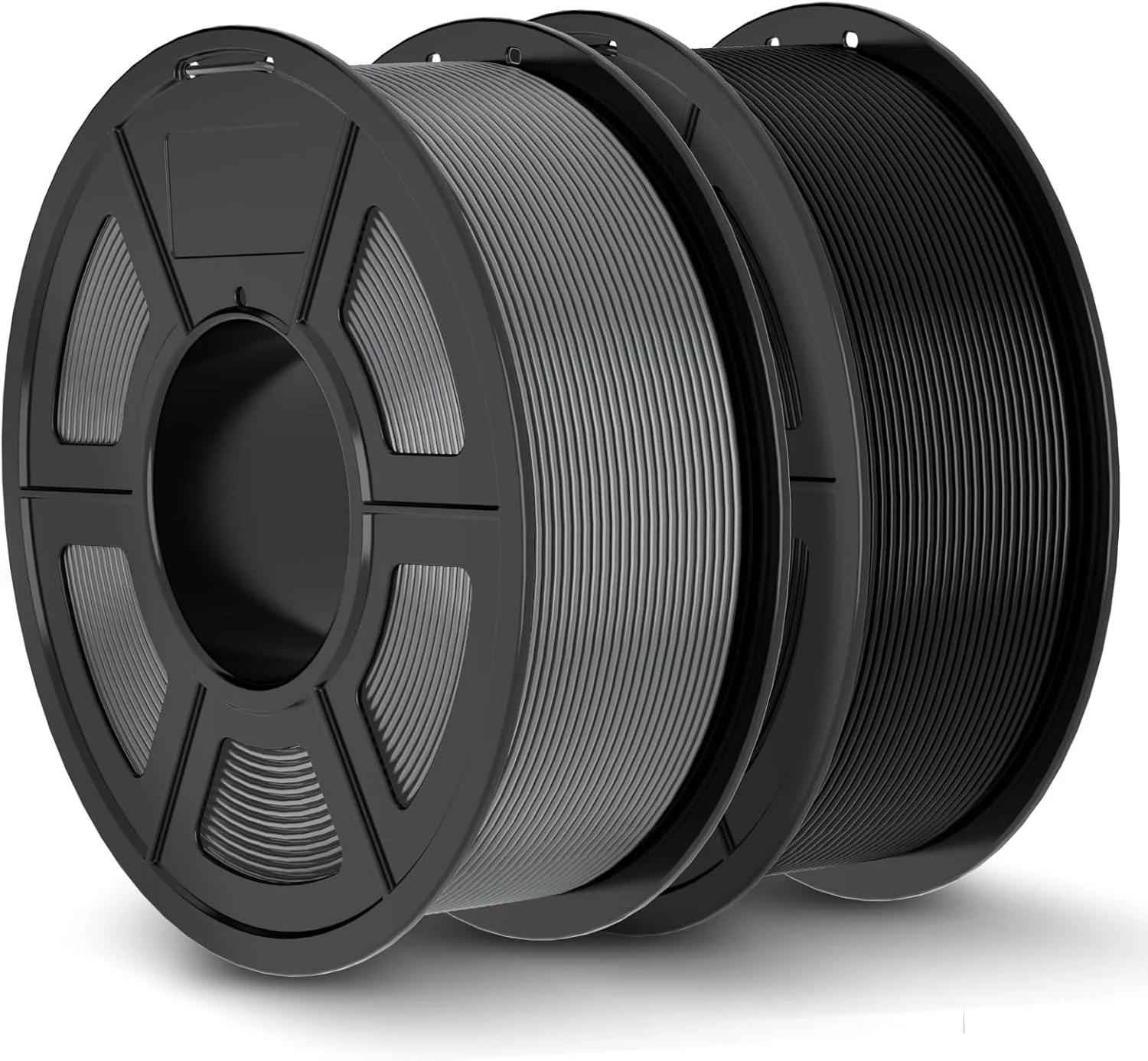 فیلامنت PLA+ JAYO، 1.75 میلی‌متر، فیلامنت PLA Plus با چقرمگی افزایش یافته، مواد چاپ سه بعدی، دقت ابعادی +/- 0.02 میلی‌متر، پیچیده شده مرتب، اسپول 1.1 کیلوگرمی (2.42 پوند)، 2 بسته PLA+ مشکی + خاکستری
