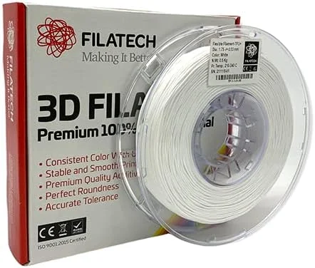 فیلامنت پرینتر سه بعدی انعطاف پذیر Filatech TPU+، 1.75 میلی متر، 0.5 کیلوگرم، سفید، ساخت امارات متحده عربی