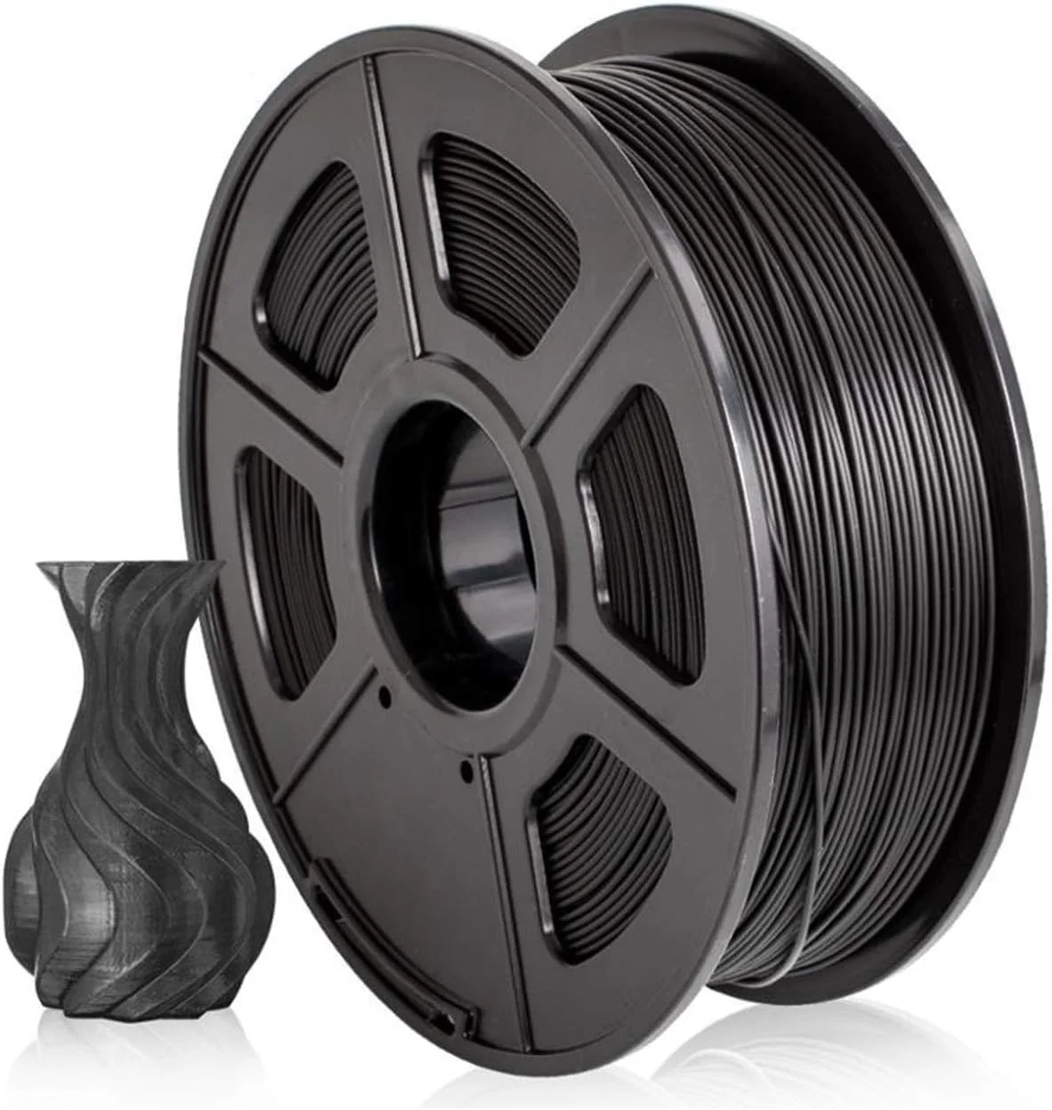 فیلامنت PETG یک کیلوگرمی 1.75 میلی‌متری با تلورانس 0.02 میلی‌متر، متریال پرینتر سه بعدی FDM با قرقره، استحکام بالا، غیر سمی، 100% بدون حباب، لوازم چاپ سه بعدی (رنگ: مشکی)