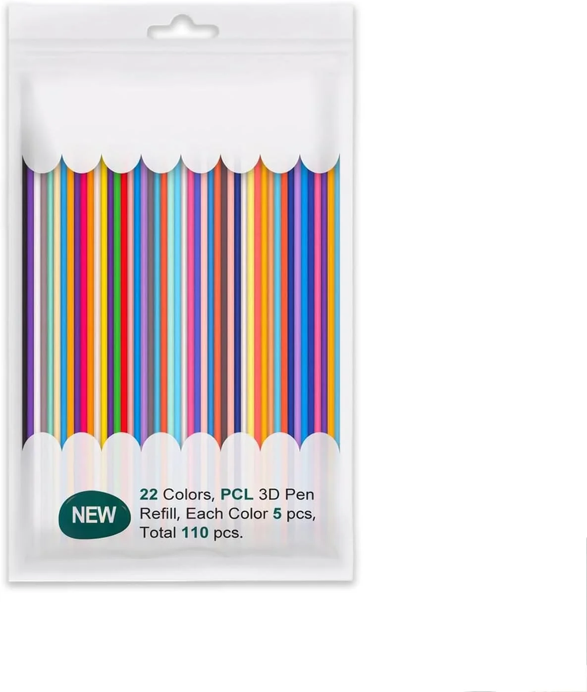 110 عدد فیلامنت خودکار سه بعدی در 22 رنگ، فیلامنت PCL با قطر 2.5 میلی متر، دمای چاپ پایین، 5 عدد از هر رنگ، مناسب برای کودکان و علاقه مندان به DIY