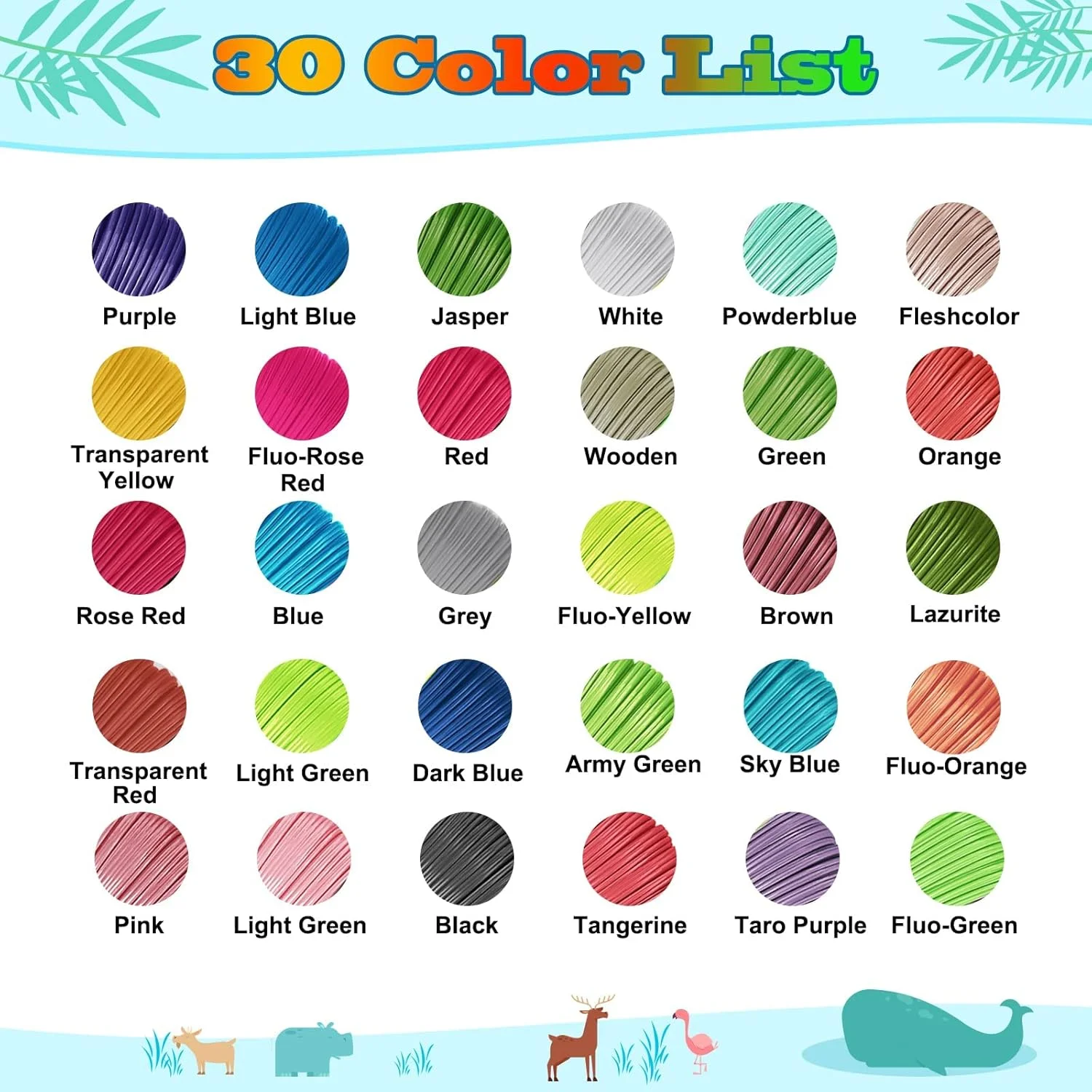 رشته های چاپگر سه بعدی، 30 رنگ 1.75 میلی متری PLA، نخ های چاپ مداد سه بعدی، 16 فوت در هر رنگ، سازگار با SCRIB3D، PIKA3D، MYNT3D و اکثر قلم های چاپ سه بعدی دیگر رشته های چاپگر سه بعدی، 30 رنگ 1.75 میلی متری PLA، نخ های چاپ مداد سه بعدی، 16 فوت در هر رنگ، سازگار با SCRIB3D، PIKA3D، MYNT3D و اکثر قلم های چاپ سه بعدی دیگر