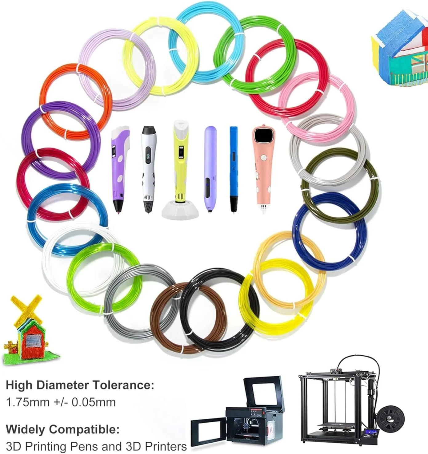 رشته های چاپگر سه بعدی، 30 رنگ 1.75 میلی متری PLA، نخ های چاپ مداد سه بعدی، 16 فوت در هر رنگ، سازگار با SCRIB3D، PIKA3D، MYNT3D و اکثر قلم های چاپ سه بعدی دیگر رشته های چاپگر سه بعدی، 30 رنگ 1.75 میلی متری PLA، نخ های چاپ مداد سه بعدی، 16 فوت در هر رنگ، سازگار با SCRIB3D، PIKA3D، MYNT3D و اکثر قلم های چاپ سه بعدی دیگر