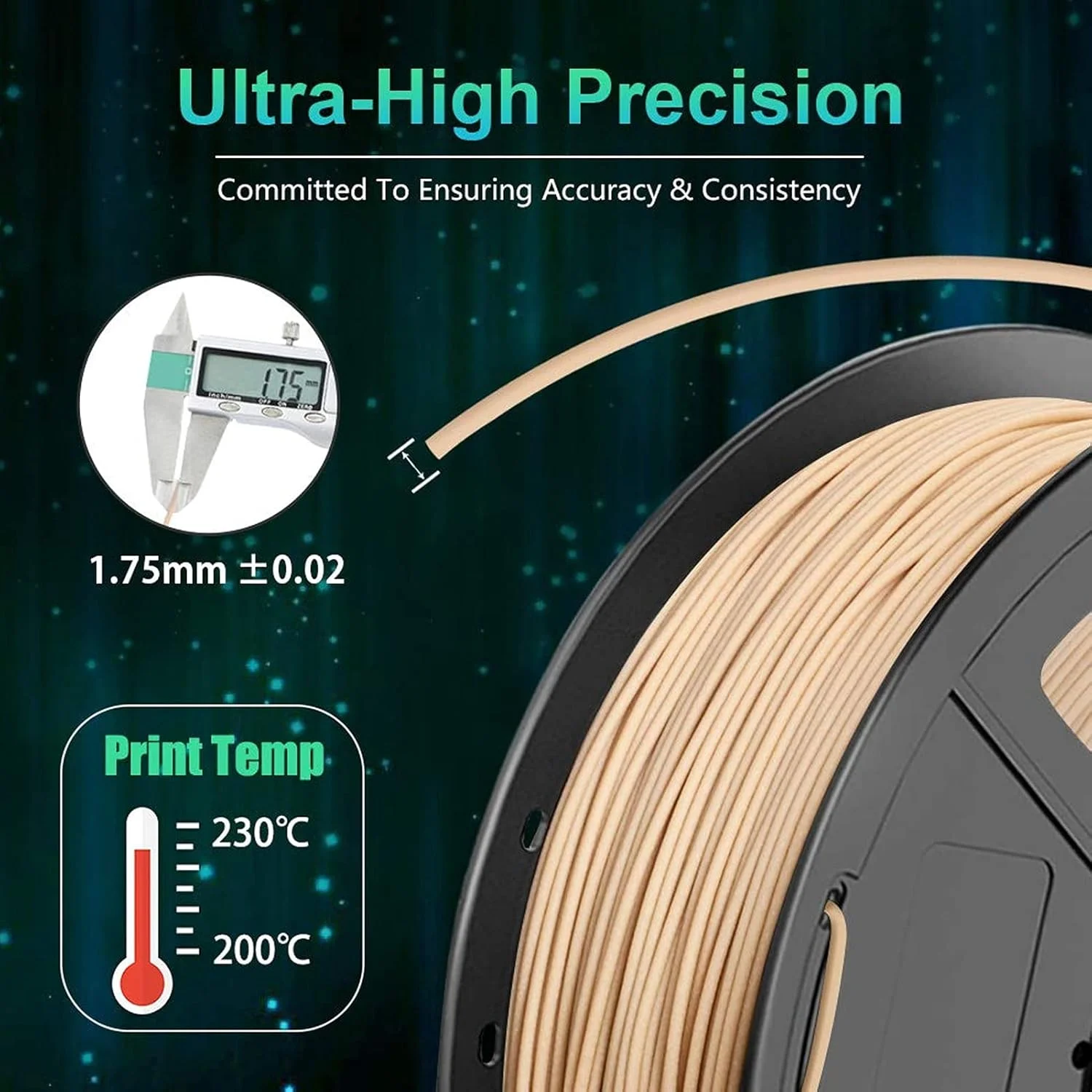 فیلامنت پرینتر سه بعدی، فیلامنت PLA ۱.۷۵ میلی متری ۱ کیلوگرمی، مواد چاپ سه بعدی فیلامنت رنگ چوب، لوازم جانبی جایگزین فیلامنت پرینتر سه بعدی فیلامنت پرینتر سه بعدی، فیلامنت PLA ۱.۷۵ میلی متری ۱ کیلوگرمی، مواد چاپ سه بعدی فیلامنت رنگ چوب، لوازم جانبی جایگزین فیلامنت پرینتر سه بعدی