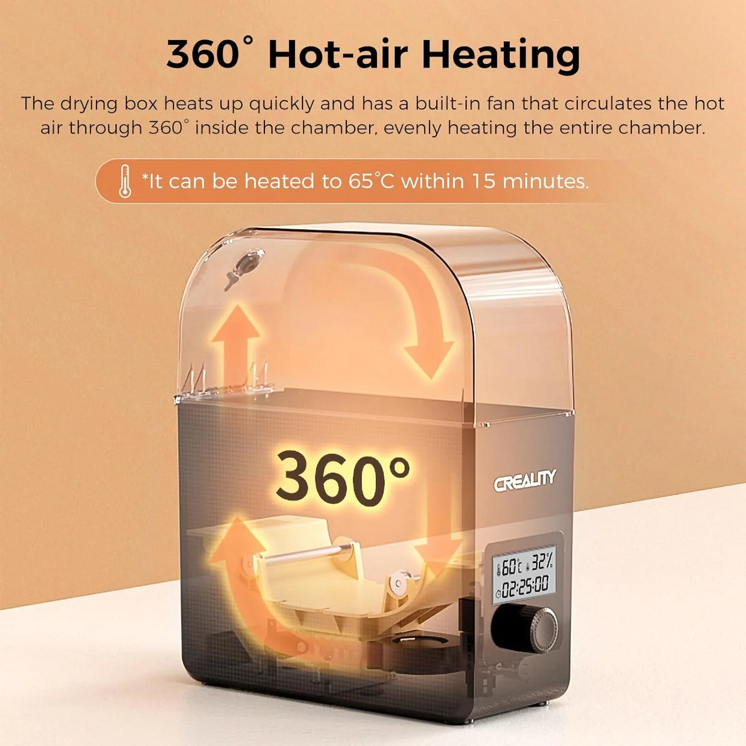 جعبه خشک کن فیلامنت پرو با فن، جعبه خشک کن ارتقا یافته فیلامنت پرینتر سه بعدی، جعبه نگهداری رطوبت گیر فیلامنت با گرمایش 360 درجه برای 1.75/2.85 میلی متر PETG PLA TPU ABS نایلون