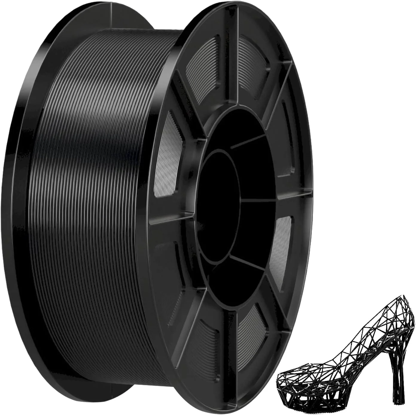 فیلامنت PLA برای پرینتر سه بعدی، قطر 1.75 میلی متر، 1 کیلوگرم، مواد مصرفی پرینت سه بعدی PLA با دقت ابعادی +/- 0.02 میلی متر، مناسب برای اکثر پرینترهای سه بعدی FDM، مشکی