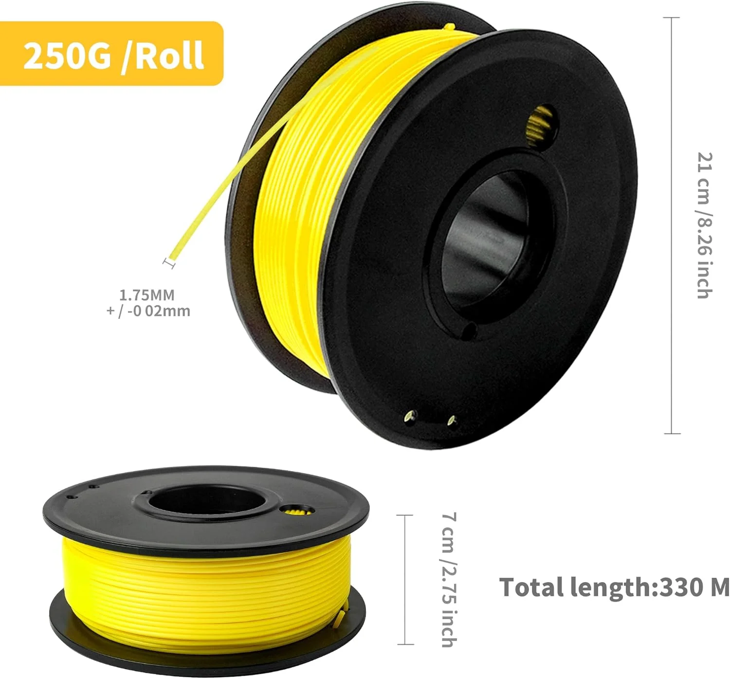 فیلامنت PLA پرینتر 5 عددی 1.75 میلی‌متری، فیلامنت چاپ سه بعدی PLA، مواد فیلامنت چاپ سه بعدی 5 رنگ برای پرینتر سه بعدی، دقت ابعادی +/- 0.02 میلی‌متر (قرمز، آبی، سفید، زرد، مشکی، مجموع 1250 گرم)
