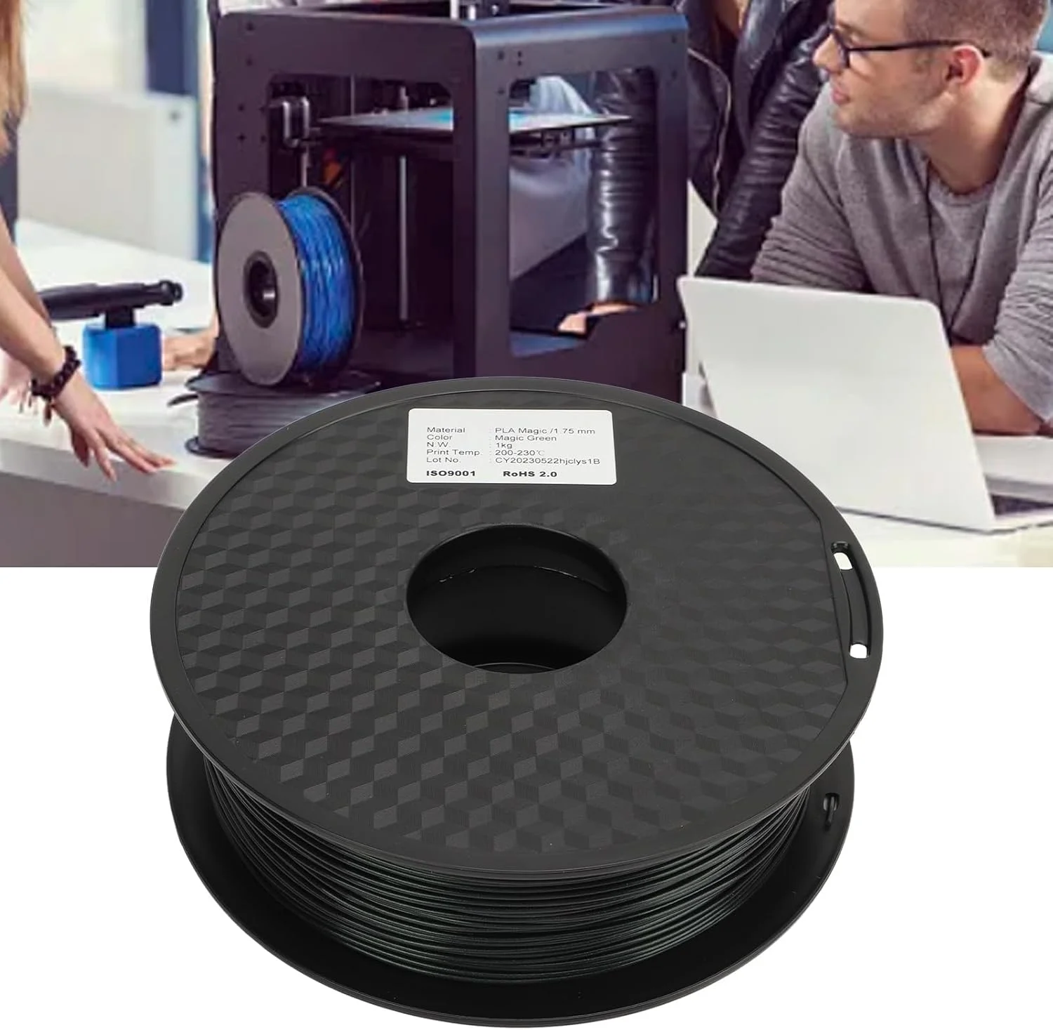 فیلامنت PLA 1.75mm رنگ سبز، متریال چاپ سه بعدی با چسبندگی بالا، مناسب برای پرینتر، پرداخت صاف و براق برای صنایع دستی و نمونه سازی