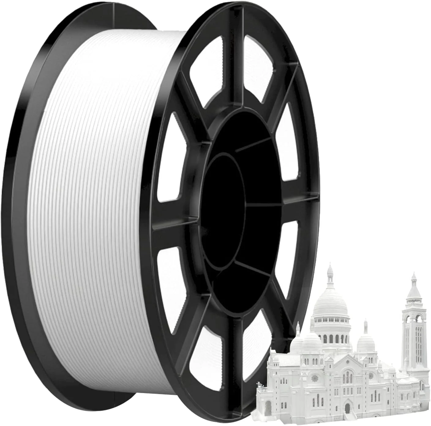 فیلامنت PLA برای پرینتر سه بعدی، قطر 1.75 میلی‌متر، رول 1 کیلوگرمی، مواد مصرفی پرینت سه بعدی PLA، دقت ابعادی +/- 0.02 میلی‌متر، مناسب برای اکثر پرینترهای سه بعدی FDM، سفید