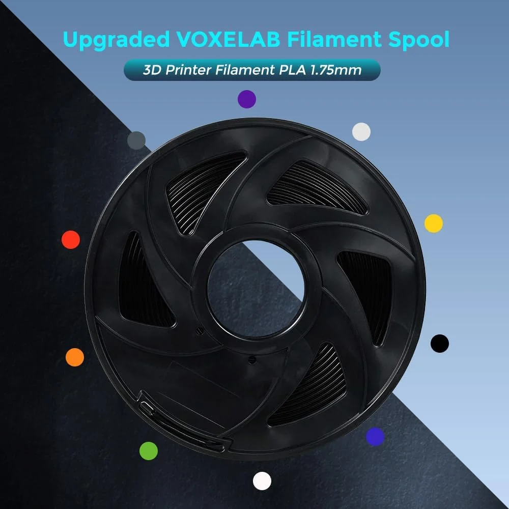 فیلامنت پرینتر سه بعدی VOXELAB، فیلامنت PLA Pro (PLA+) با قطر 1.75 میلی متر، دقت ابعادی +/- 0.02 میلی متر، مواد پرینت سه بعدی 1 کیلوگرم/اسپول، سازگار با پرینتر/قلم سه بعدی FDM، مشکی