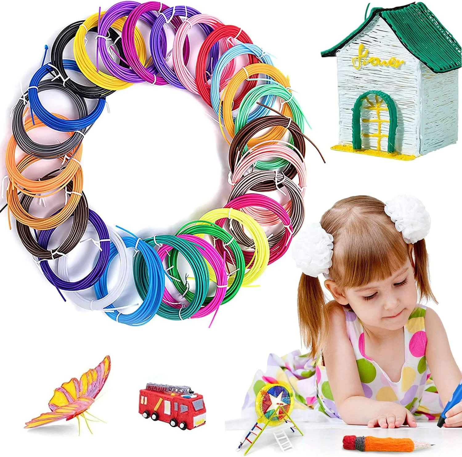 فیلامنت قلم سه بعدی، فیلامنت قلم با قطر بالا، مواد مصرفی چاپ روان، کیت مواد مصرفی قلم، هنر با مواد مصرفی قلم سه بعدی، برای کودکان و بزرگسالان 20 عدد در مجموع 20