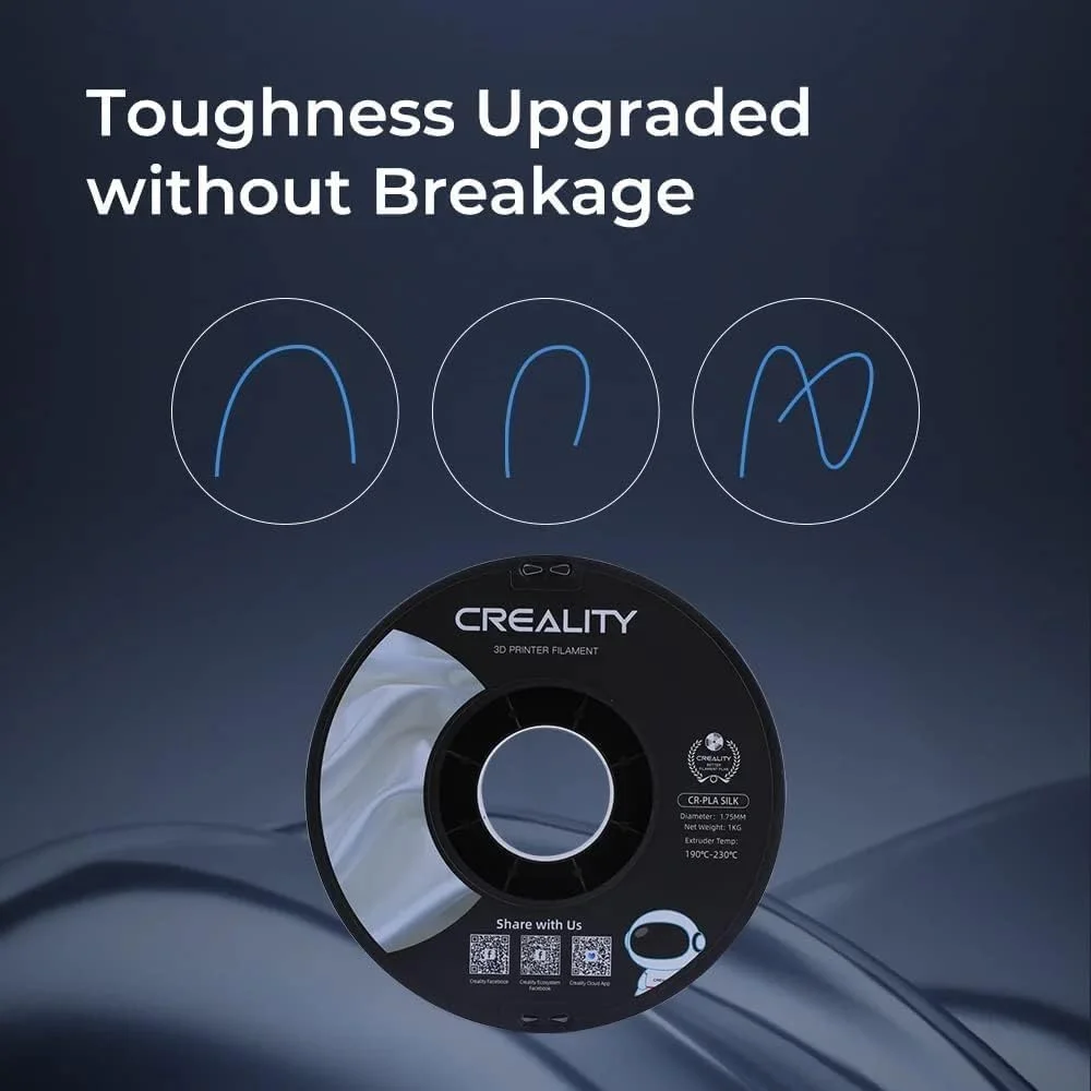 فیلامنت ابریشمی CR، فیلامنت پرینتر سه بعدی PLA 1.75 میلی‌متری، فیلامنت PLA ابریشمی براق +/- 0.02 میلی‌متر، فیلامنت پرینت سه بعدی 1 کیلوگرم (سفید)