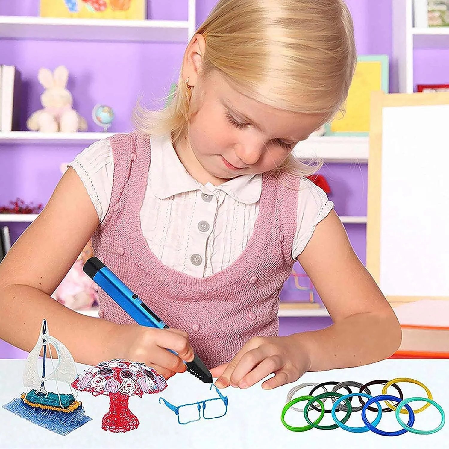 فیلامنت قلم سه بعدی، فیلامنت قلم با قطر بالا، مواد مصرفی چاپ روان، کیت مواد مصرفی قلم، هنر با مواد مصرفی قلم سه بعدی، برای کودکان و بزرگسالان 20 عدد در مجموع 20