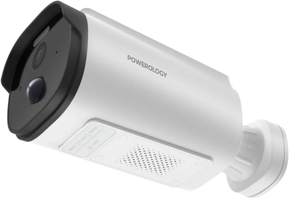 دوربین خورشیدی بیرونی پاورولوژی با باتری داخلی، پشتیبانی از اندروید و iOS، میکروفون و بلندگوی داخلی، باتری داخلی 5200 میلی آمپر ساعت، شارژ پنل خورشیدی، صدای دو طرفه، دید در شب IR، Type-C - سفید