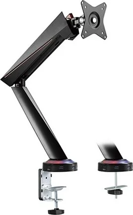 پایه مانیتور تکی RGB مدل Twisted Mind، فنری، مناسب مانیتور گیمینگ حرفه ای، بازویی با پورت USB مدل LDT39-C012U