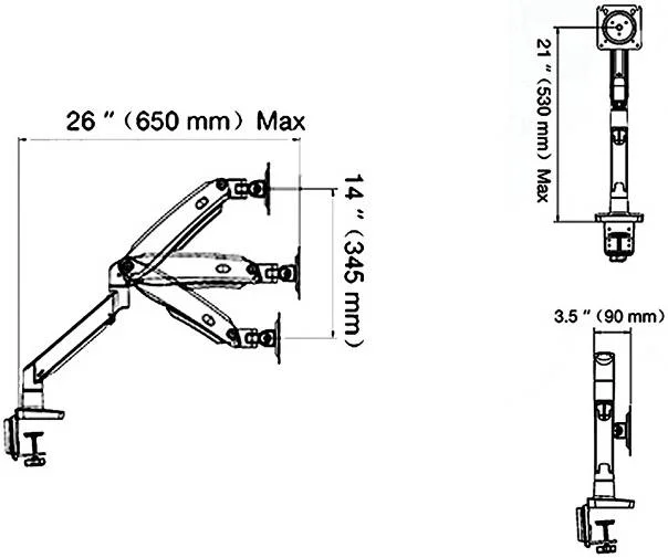 پایه رومیزی مانیتور Skill Tech، مناسب برای سایزهای 17 تا 34 اینچ، ظرفیت وزنی 12 کیلوگرم، سازگار با الگوهای VESA، جنس آلومینیوم + پلاستیک + فولاد، پوشش رنگ پودری، نصب گیره ای، سفید | SH-F100A