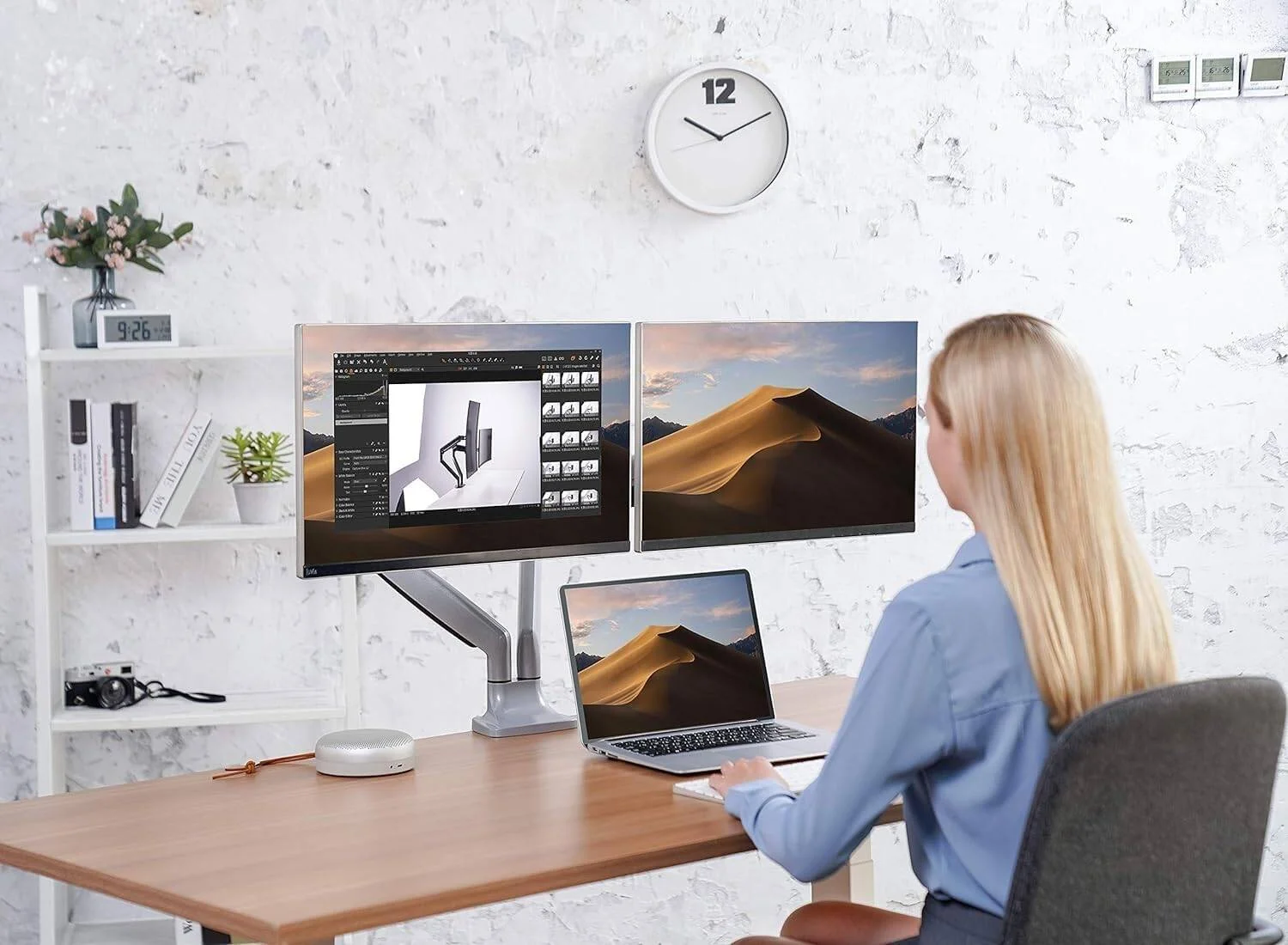 پایه نگهدارنده دو مانیتوره Skill Tech، با حرکت کامل و چرخان، مناسب برای 2 صفحه نمایش کامپیوتر 13 تا 32 اینچ، بازوی LCD فنری گازی، نقره ای پایه نگهدارنده دو مانیتوره Skill Tech، با حرکت کامل و چرخان، مناسب برای 2 صفحه نمایش کامپیوتر 13 تا 32 اینچ، بازوی LCD فنری گازی، نقره ای