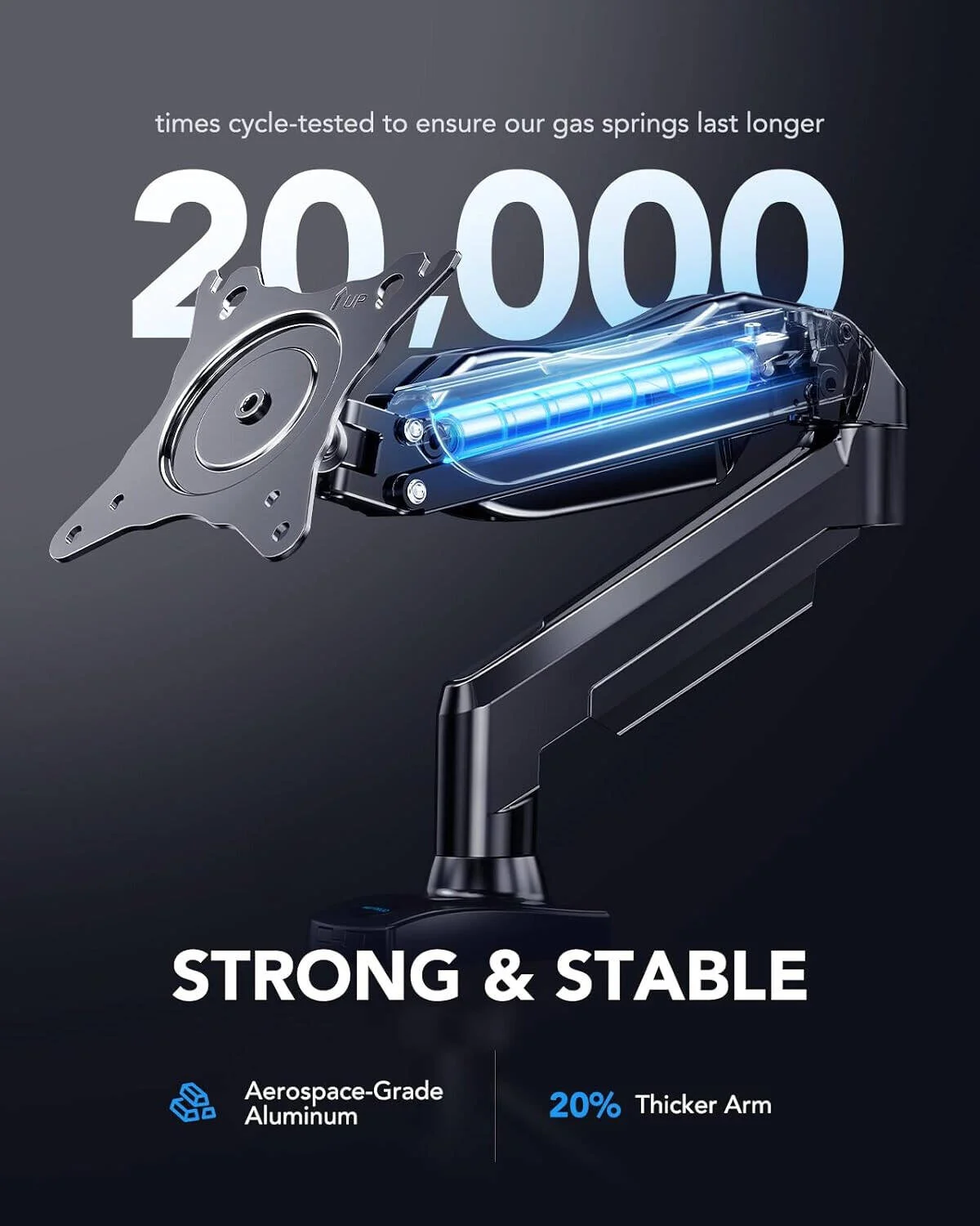 پایه مانیتور تک بازویی Huanuo، مناسب مانیتورهای ۱۳ تا ۳۲ اینچ، پایه قابل تنظیم، نصب Vesa با گیره و پایه Grommet، مناسب برای مانیتورهای کامپیوتر LCD با وزن ۲ تا ۹ کیلوگرم، مشکی | HNSS6B