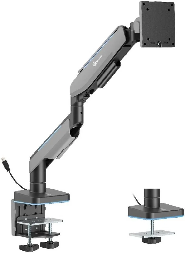 بازوی مانیتور تکی گیمینگ GamerTek Pivot RGB، پشتیبانی از سایز صفحه نمایش 17 تا 49 اینچ، حداکثر ظرفیت وزن 20 کیلوگرم، مکانیزم فنر گازی، سازگار با VESA 75 x 75 میلی متر و 100 x 100 میلی متر، مشکی | 616985067039