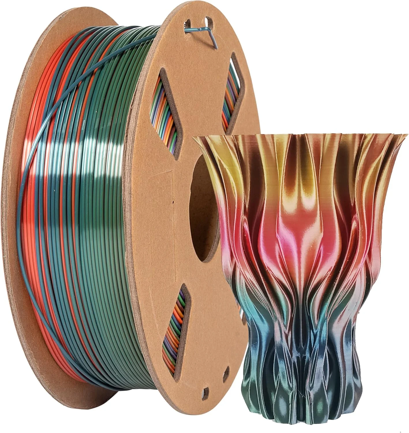 فیلامنت PLA ابریشمی، مواد چاپ سه بعدی PLA چند رنگ، فیلامنت رنگین کمانی PLA چند رنگ 1.75 میلی متر گرادیان فلزی، فیلامنت چاپ سه بعدی با دقت +/- 0.02 میلی متر، فیلامنت چاپ سه بعدی 1 کیلوگرم / 2.2 پوند