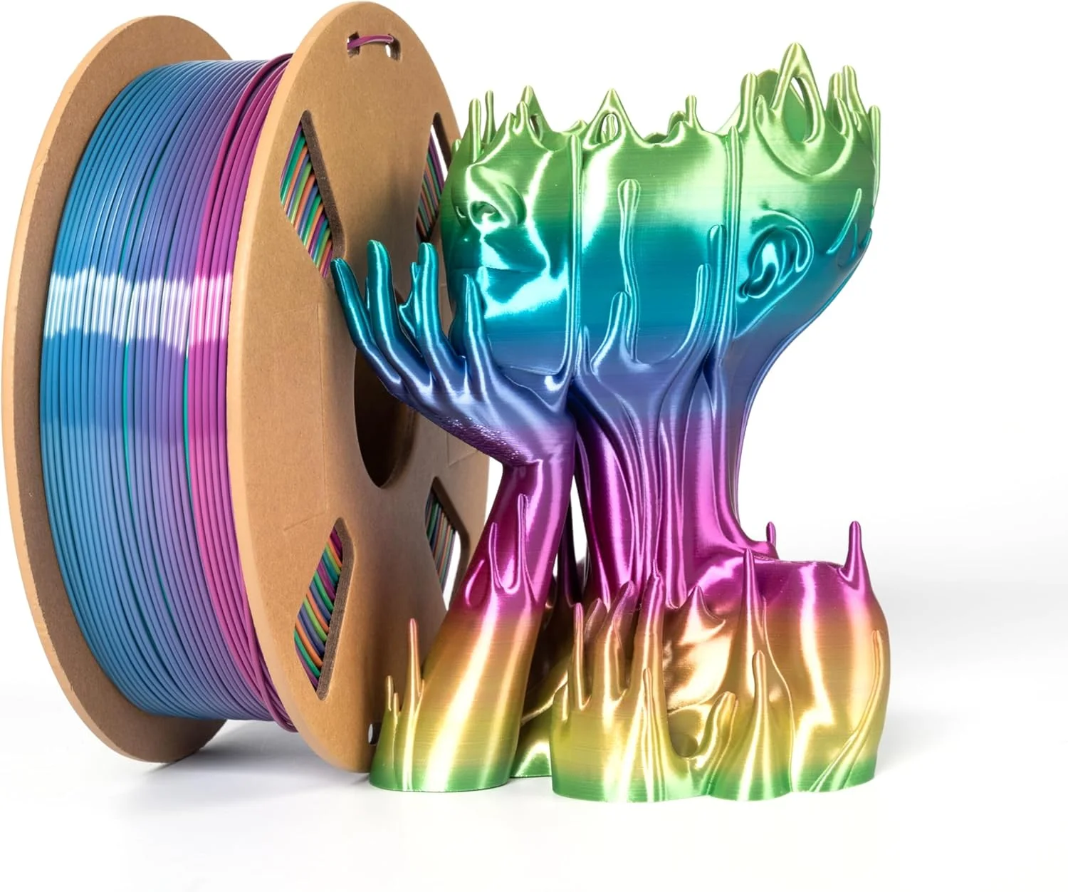 فیلامنت PLA 1.75mm ابریشمی رنگین کمانی چند رنگ فیلامنت پرینتر سه بعدی PLA، متریال پرینت سه بعدی برای پرینتر سه بعدی FDM، 1 کیلوگرم/اسپول، فیلامنت های PLA پلاس ابریشمی براق رنگین کمانی