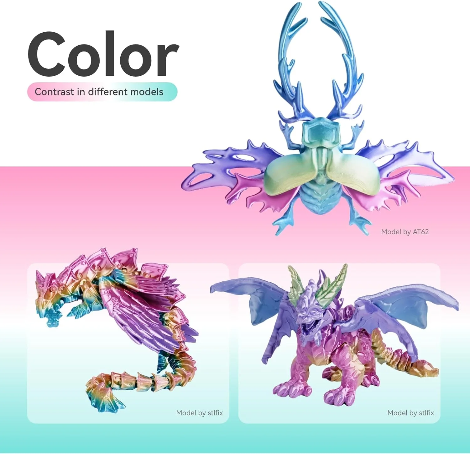 فیلامنت PLA ابریشمی Conjure، 1.75 میلی‌متر، چند رنگین کمانی، فیلامنت چاپ سه بعدی، +/- 0.02 میلی‌متر، بسته 4x1 کیلوگرمی (8.8 پوند)/اسپول، مناسب برای اکثر پرینترهای سه بعدی FDM