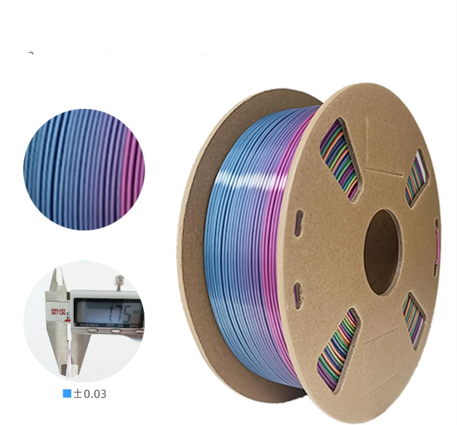 فیلامنت PLA 1.75mm ابریشمی رنگین کمانی چند رنگ فیلامنت پرینتر سه بعدی PLA، متریال پرینت سه بعدی برای پرینتر سه بعدی FDM، 1 کیلوگرم/اسپول، فیلامنت های PLA پلاس ابریشمی براق رنگین کمانی