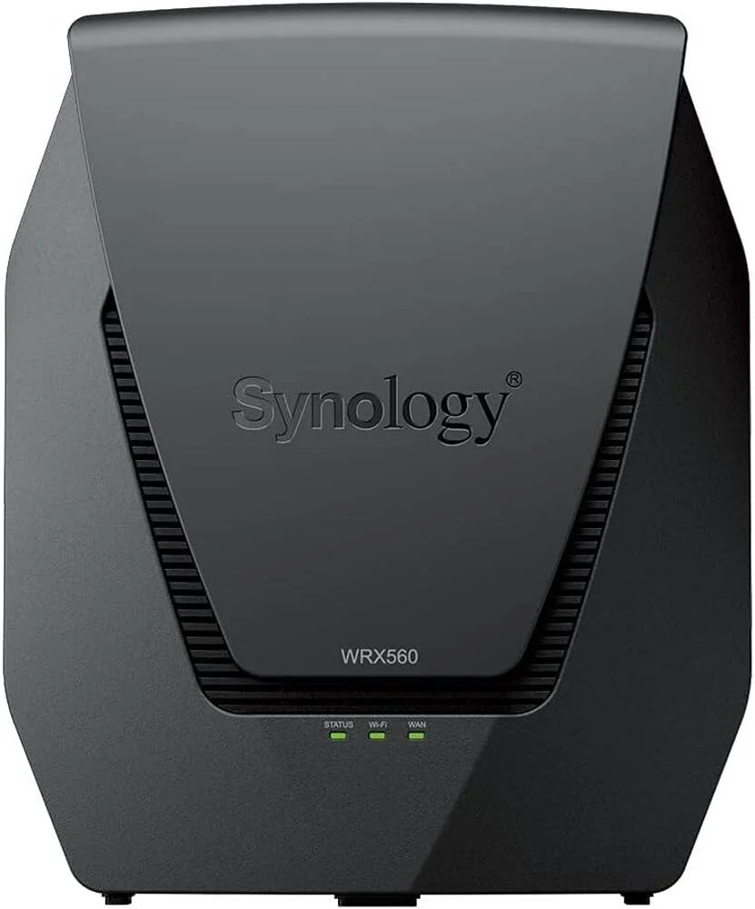 روتر Synology WRX560، پردازنده چهار هسته ای 1.4 گیگاهرتز، 512 مگابایت رم، نوع آنتن 4x4 MIMO داخلی (5 گیگاهرتز)، 2x2 MIMO داخلی (2.4 گیگاهرتز)، سرعت WIFI تا 2400 مگابیت در ثانیه، مشکی | WRX560