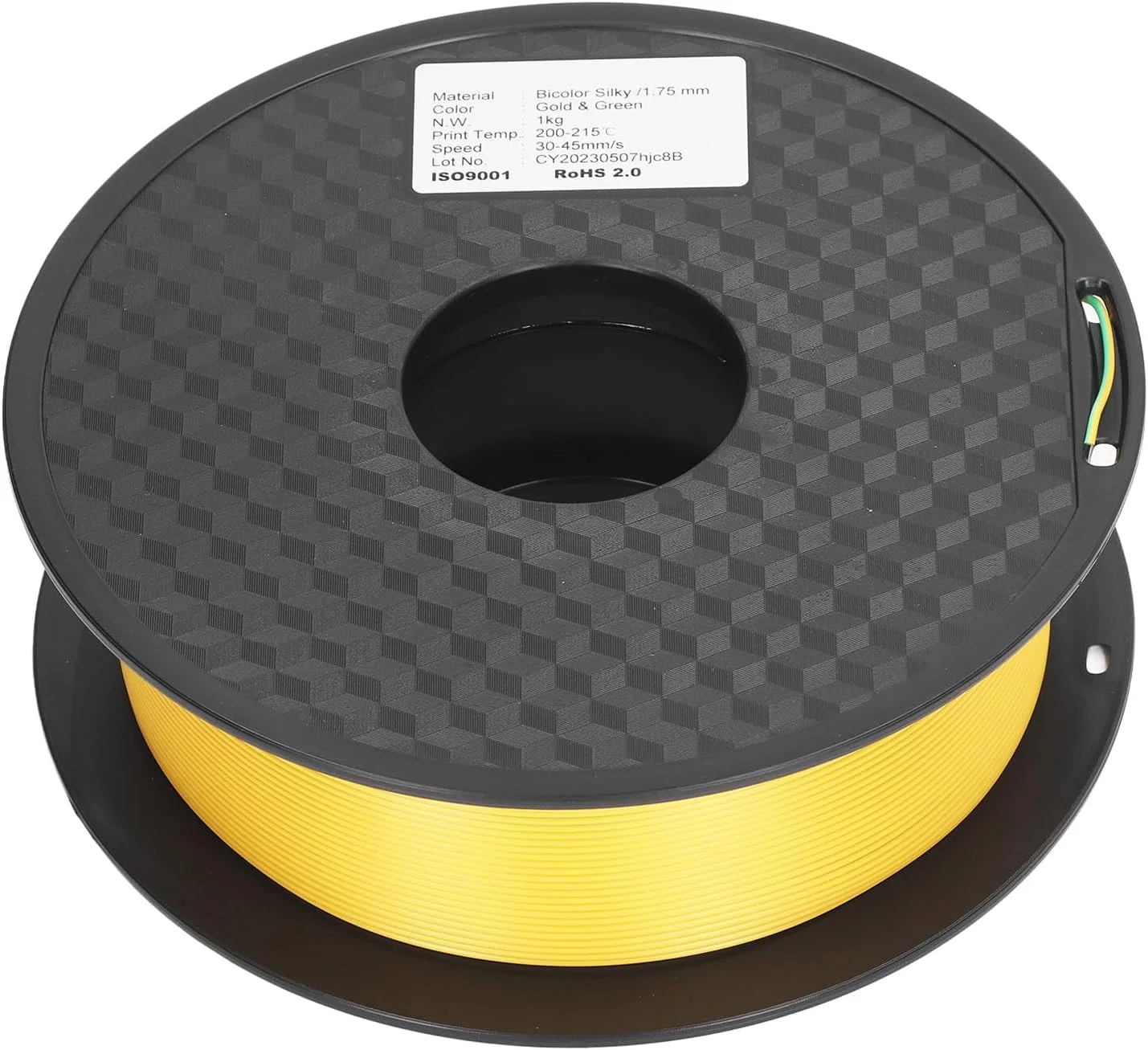 فیلامنت پرینتر سه بعدی PLA دو رنگ 1.75mm ابریشمی مانند دو رنگ طلایی سبز PLA برای علاقه مندان به چاپ سه بعدی و مواد حرفه ای